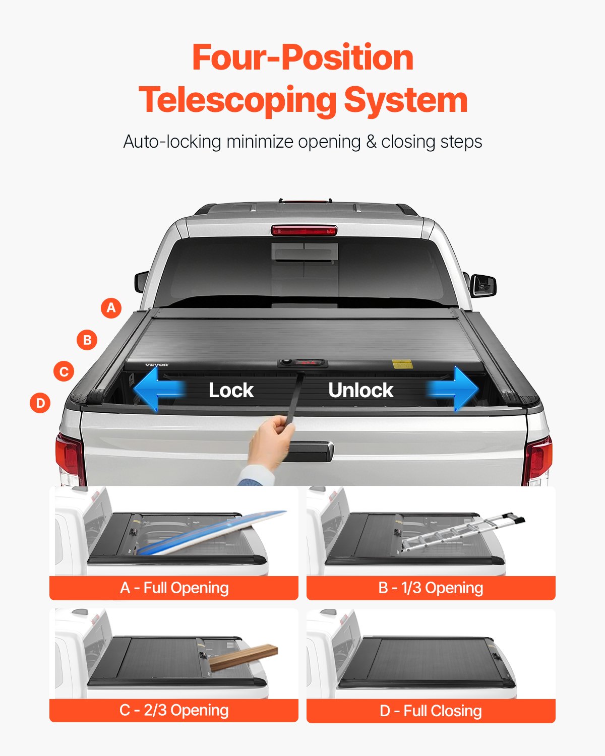 T-slot rail system on Vevor retractable tonneau cover compatible with Toyota Tundra deck rail