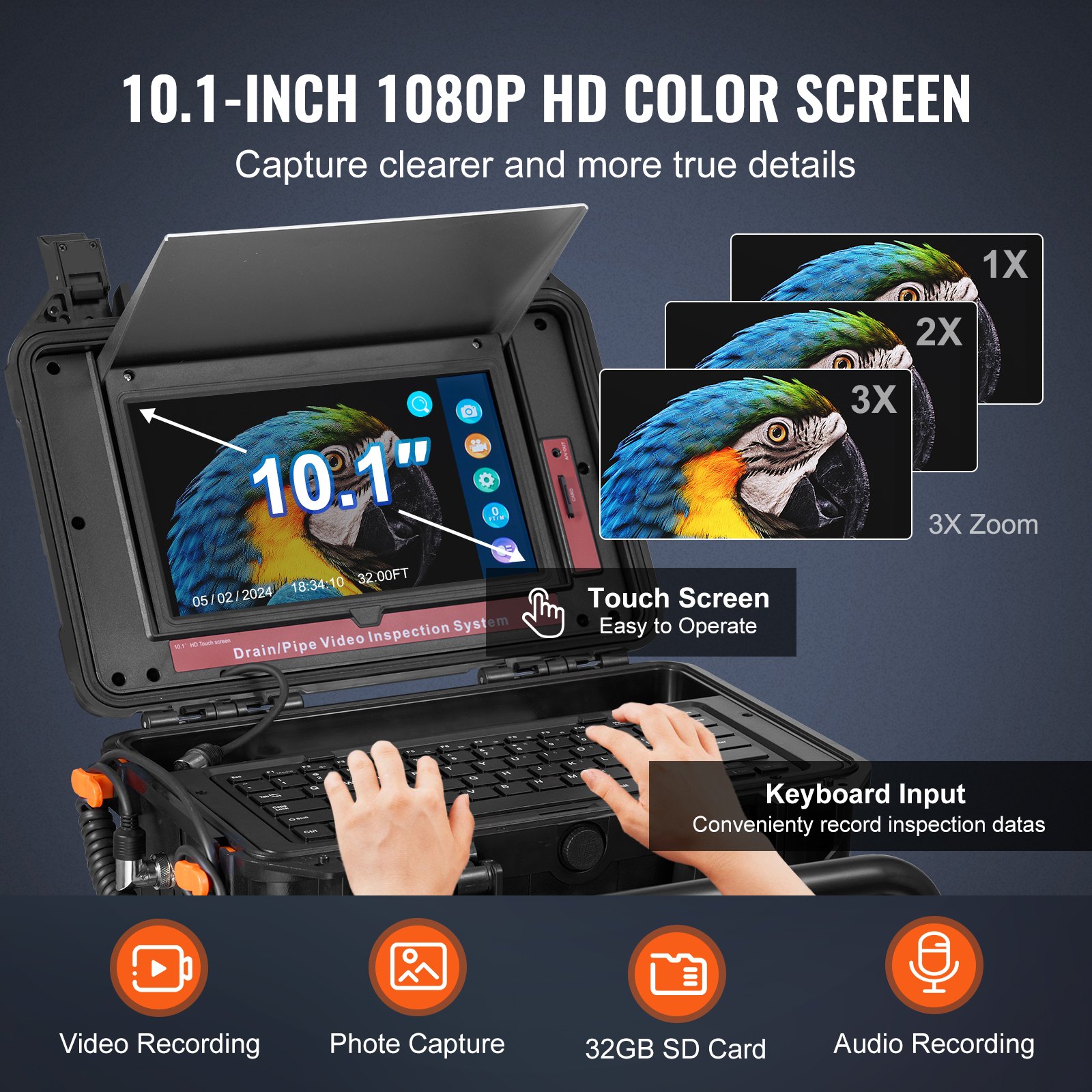 Sewer Camera, 165 Ft/50m, Self-Leveling Drain Camera With 10.1" Touchscreen... 4