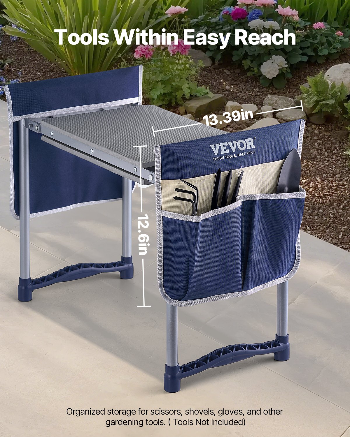 Garden Kneeler And Seat, 11 In Wide Kneeling Pad, Heavy Duty Garden Kneeling Stool, Folding Garden Seat With 2 Tool Bags, Relieve Knee & Back Pain, Non-Slip Garden Bench For Women Grandparents image 5