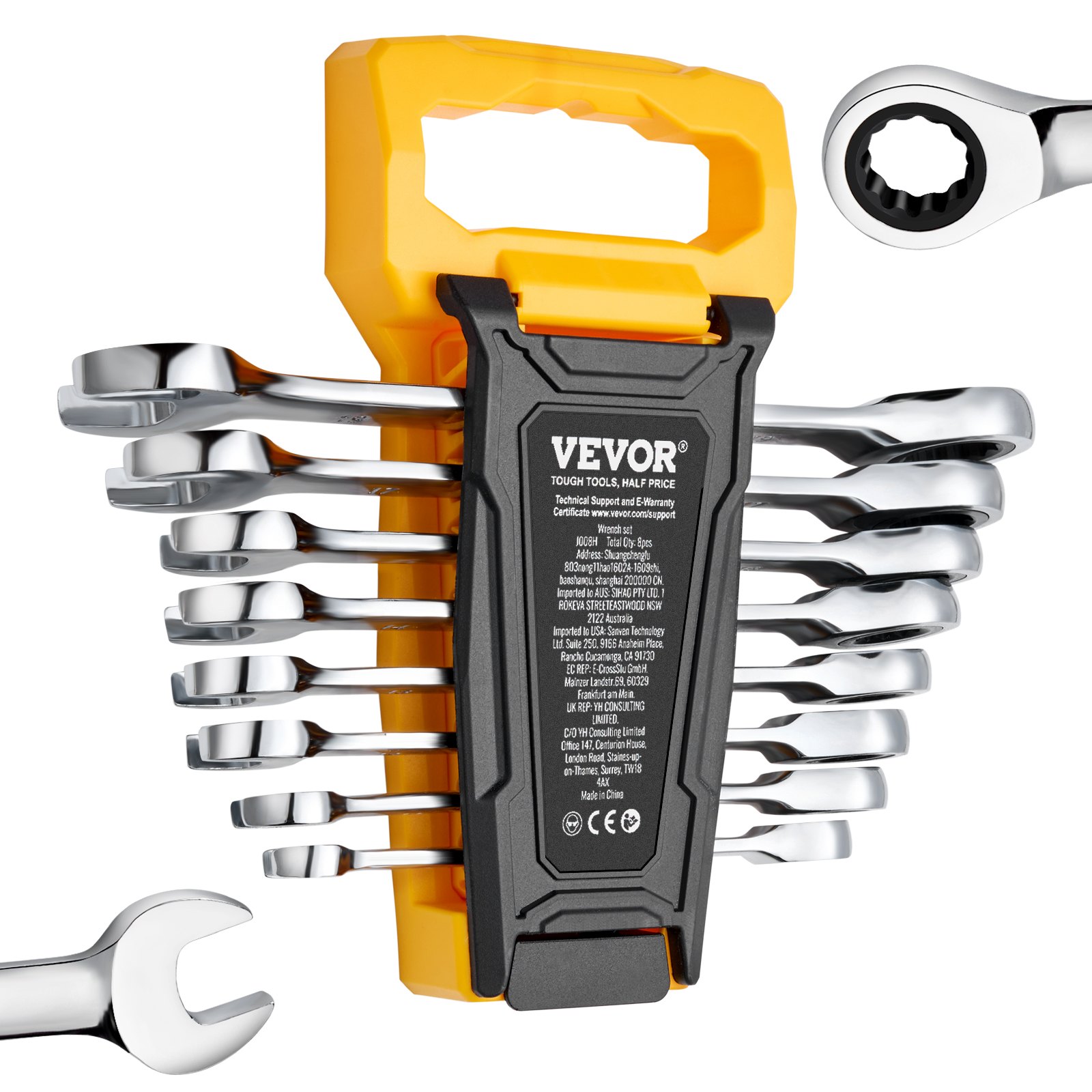 Combination Wrench Set, 8-Piece Ratcheting Wrench Set With Organizer Rack, Cr-V Steel Wrench Set Metric 8 Mm To 19 Mm, Ideal For General Household, Garage, Workshop, Auto Repairs, Emergency - Image 1