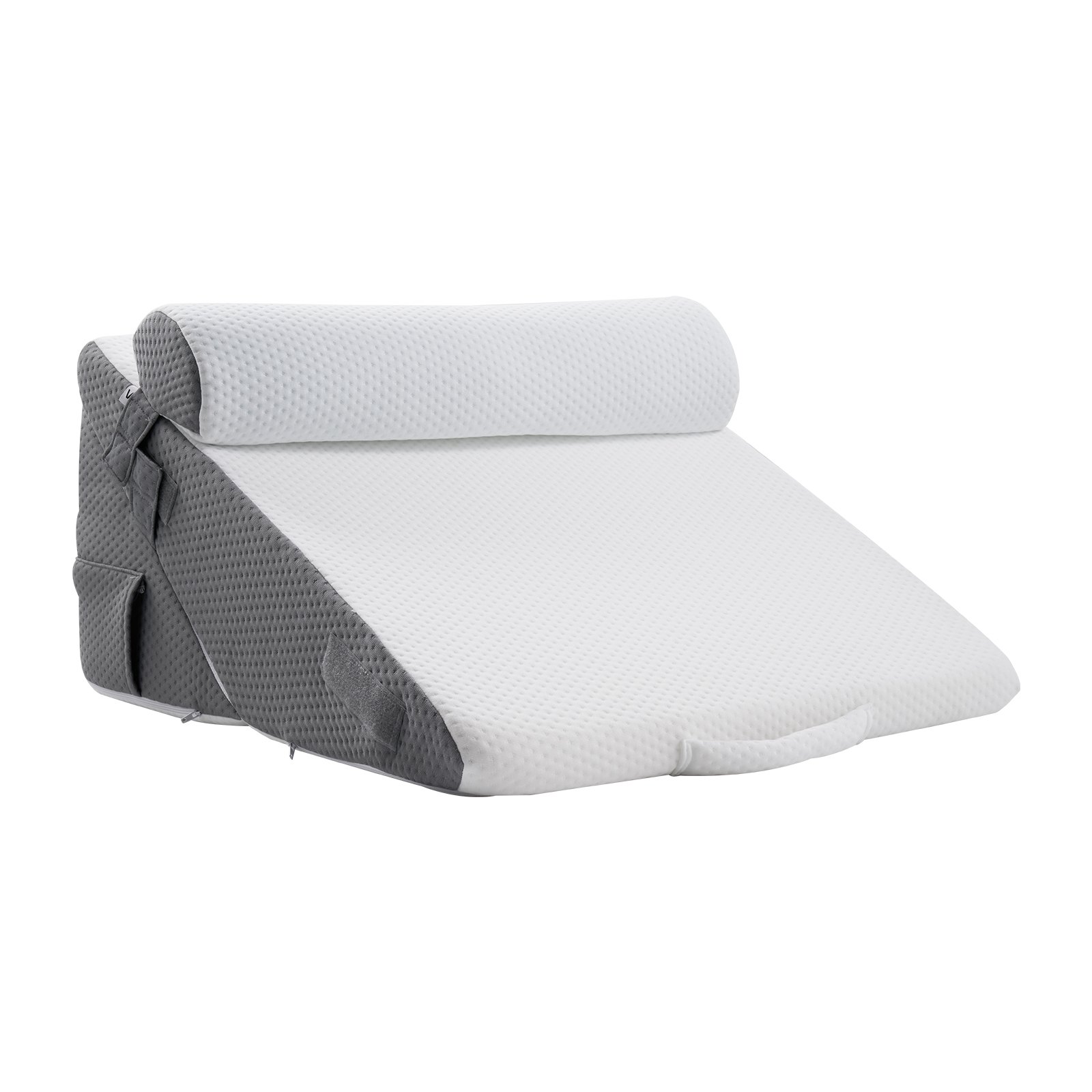 Adjustable Wedge Pillow Set – 3-Piece Foam Support Pillow with Washable Cover, White/Grey 6 Adjustable Wedge Pillow Set – 3-Piece Foam Support Pillow with Washable Cover, White/Grey