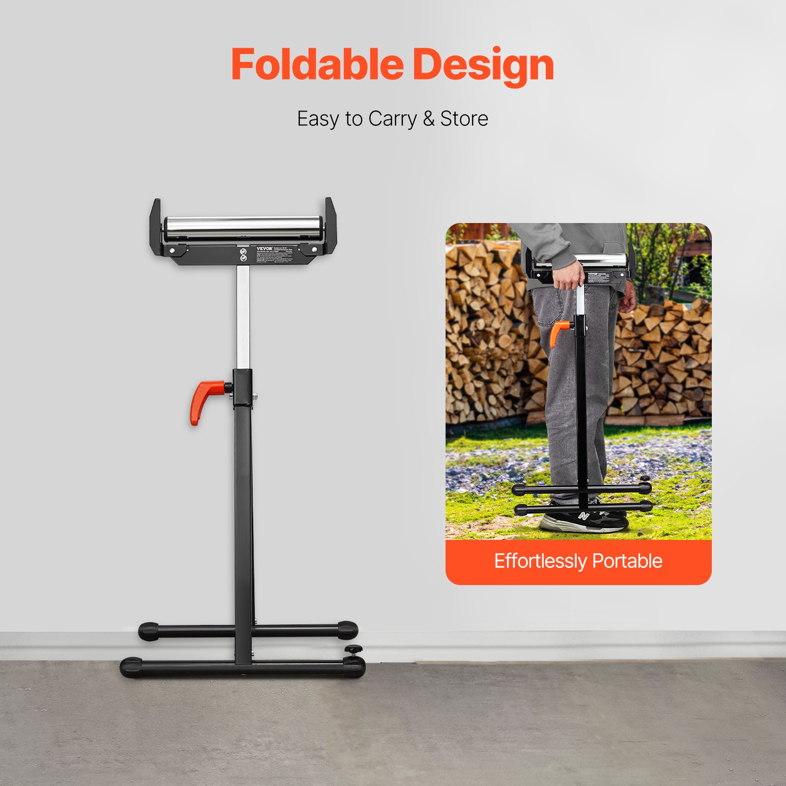 2-Pack Roller Stands, 250 Lbs Load Capacity, 27-43 In Adjustable Height, Folding Heavy Duty With Polished… image 5