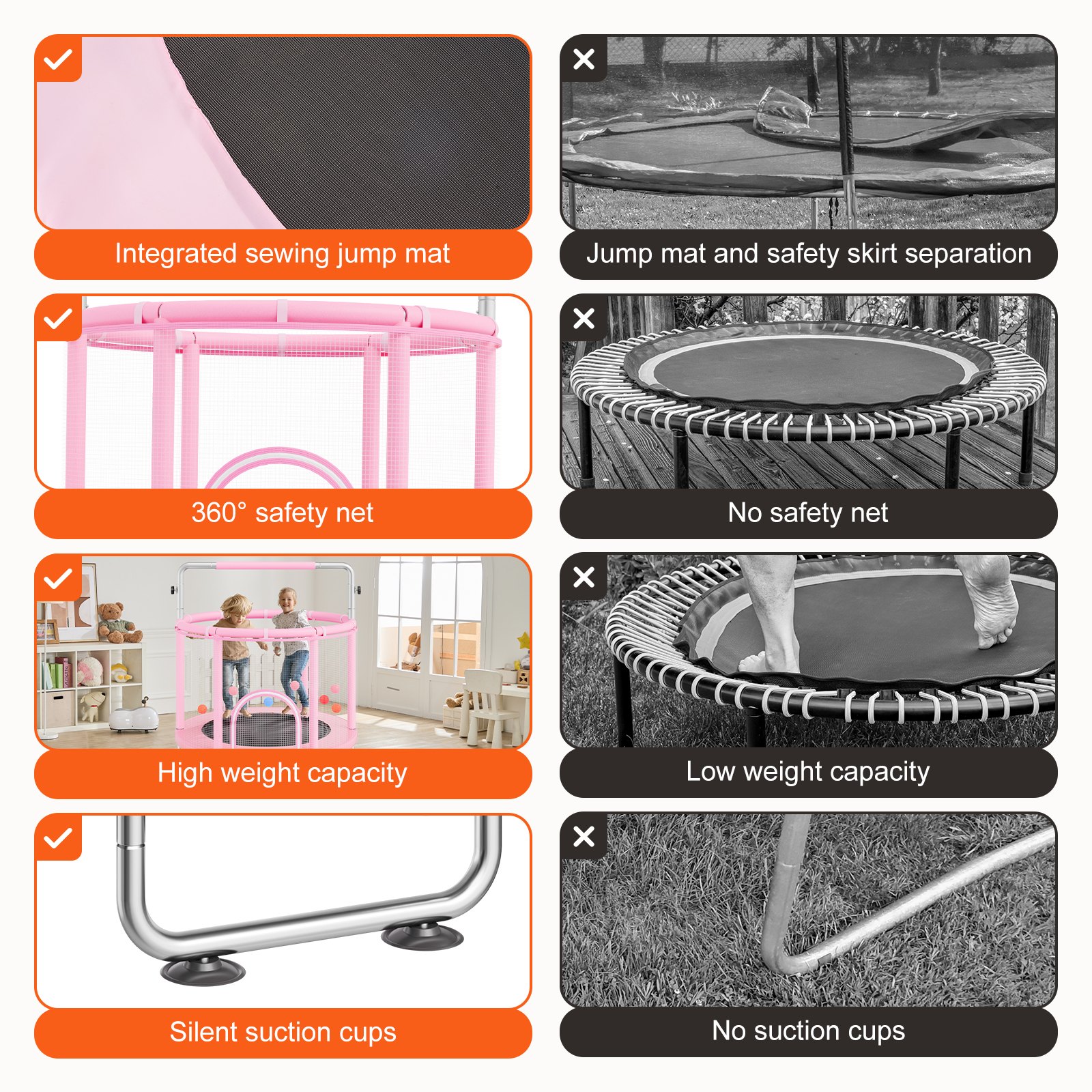 55" Kids Trampoline β 4.6FT Indoor Outdoor Trampoline β photo 4