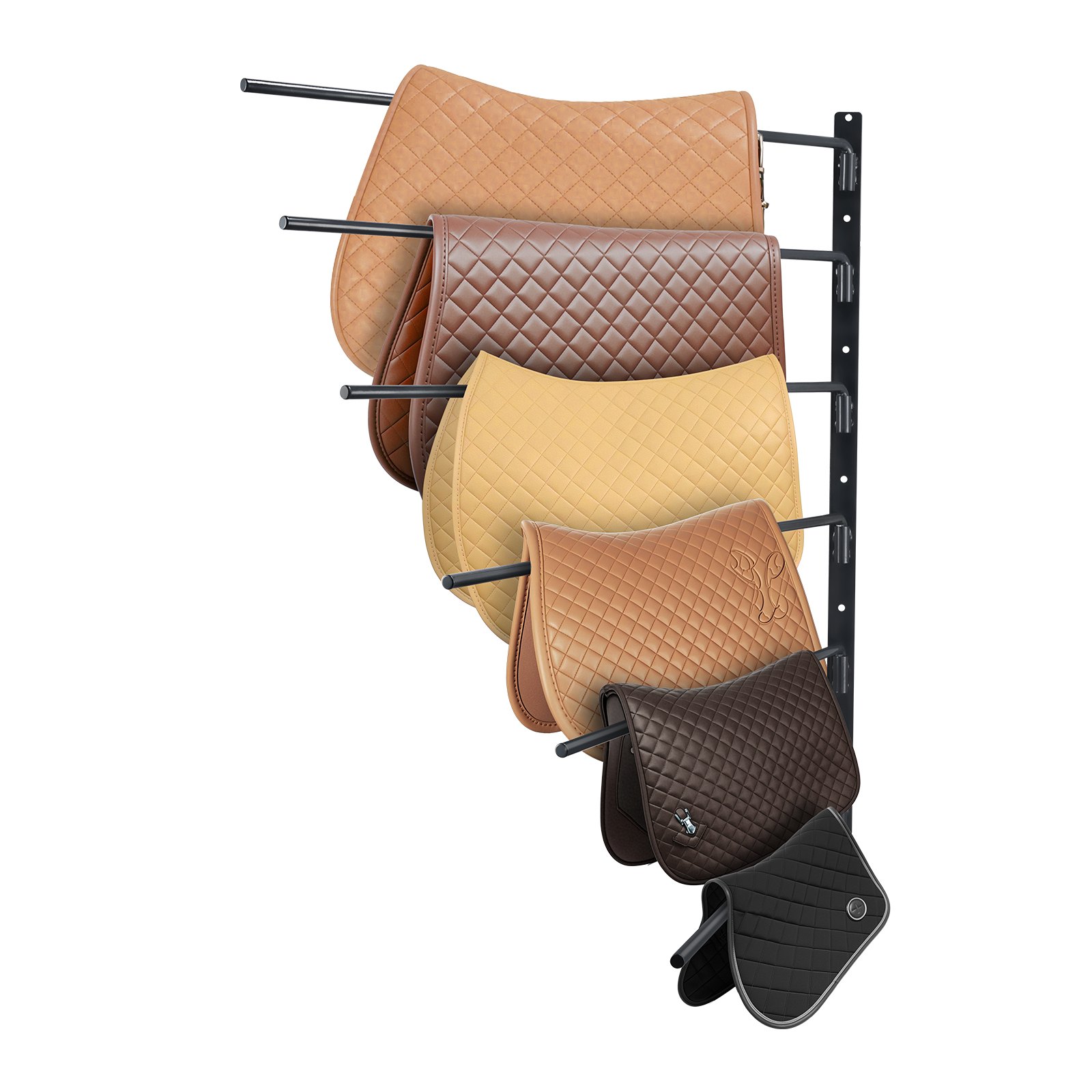 Wall Mounted Saddle Rack, 30.9 X 29.9 X 5.5 In, Swing Out Saddle Holder, Six Tiers Horse Saddle Stand, Space Saving Horse Pad And Blanket Rack For Tack Room Organization Trailer Accessories - Image 1
