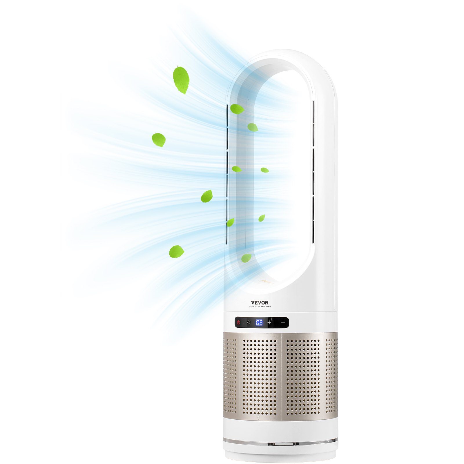 Tower Fan Bladeless, 16.4ft/s Velocity Floor Fan That Blows Cold Air, 80° Oscillating 8-Speed Fans, 8H Timer, Standing Fans With H13 HEPA Filtration, Remote Control & Air Purification Mode - Image 1