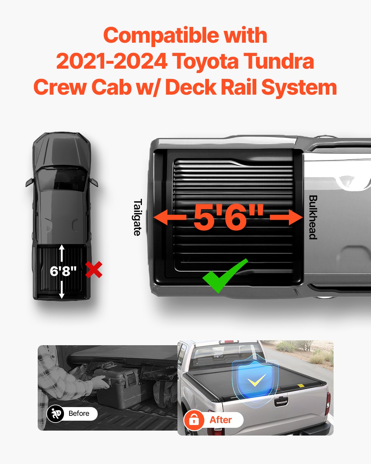 Close-up of double-lock mechanism on Vevor retractable tonneau cover for Toyota Tundra