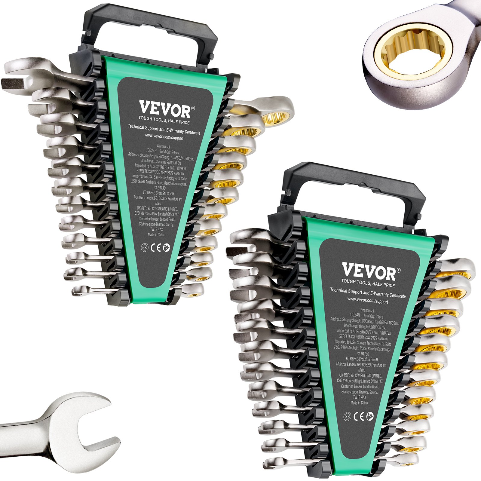 Combination Wrench Set, 24-Piece Ratcheting Wrench Set With Organizer Rack, Cr-V Steel Wrench Set SAE 1/4" To 7/8", Metric 8 Mm To 19 Mm, Ideal For General Household, Auto Repairs, Emergency - Image 1