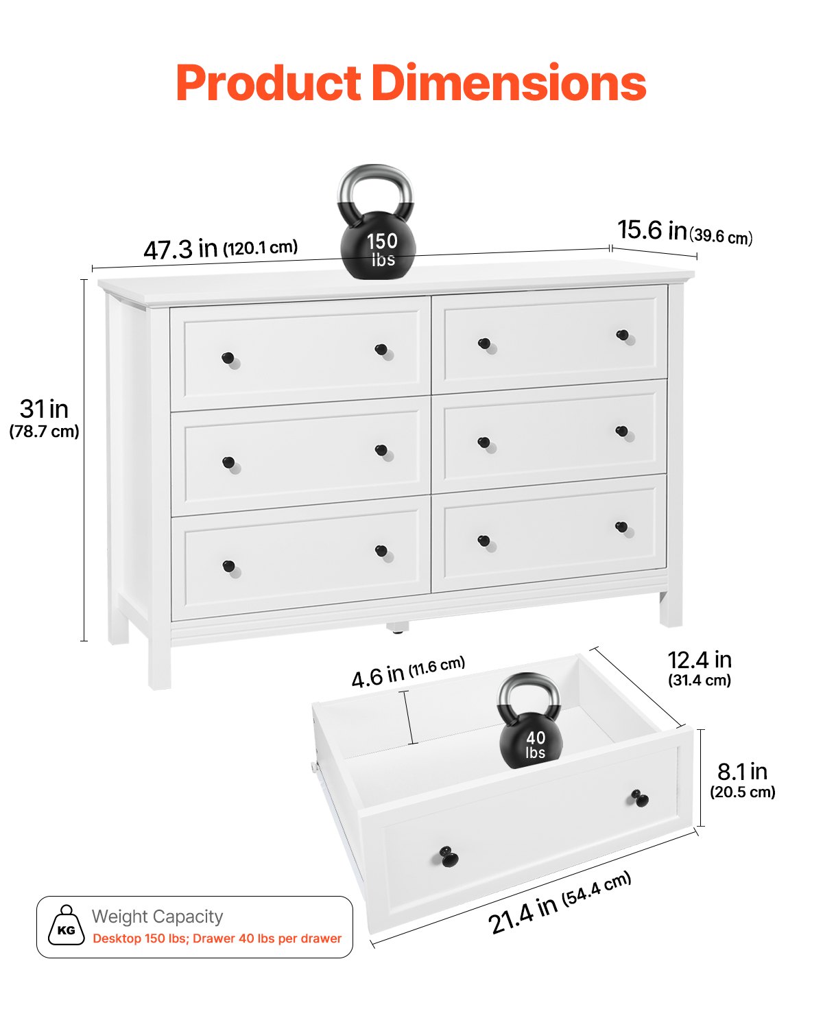 6 Drawer Dresser — Wooden Chest of Drawers with Sliding — photo 5