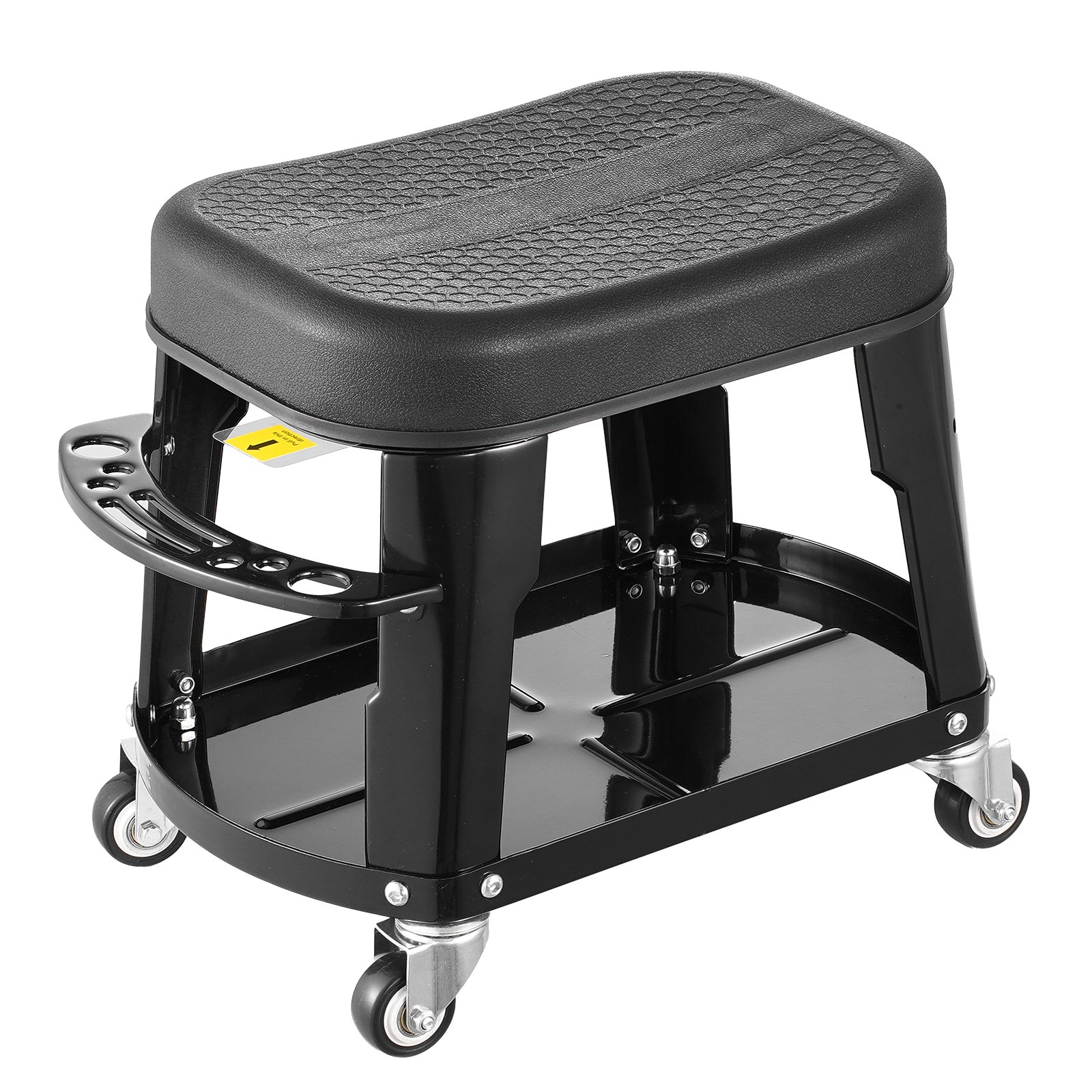 Mechanic Stool, 300 Lbs Capacity Garage Seat/Work Stool With Wheels, 360° Swivel Rolling Workshop Stool With Tool Tray And Screwdriver Rack, Heavy-Duty, For Garage, Shop & Auto Repair, Black - Image 1