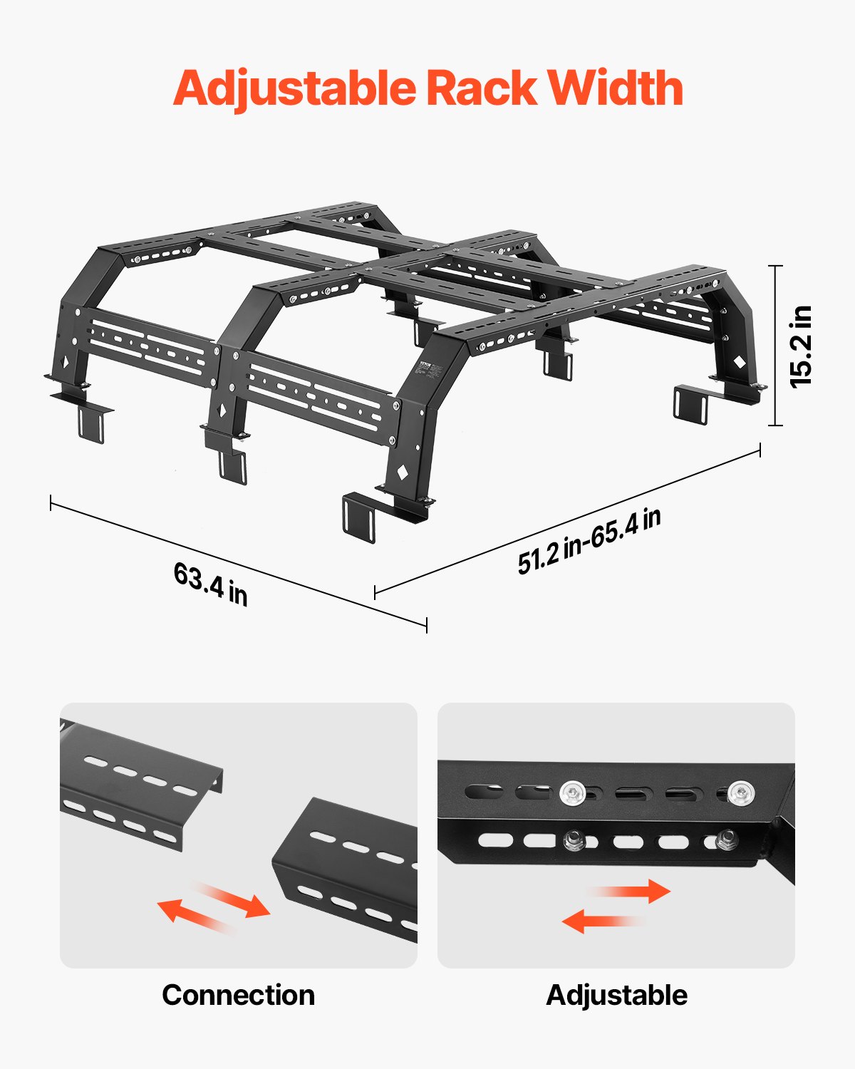 Close-up of Vevor truck bed rack sidebar mounting hardware for Jeep Gladiator JT