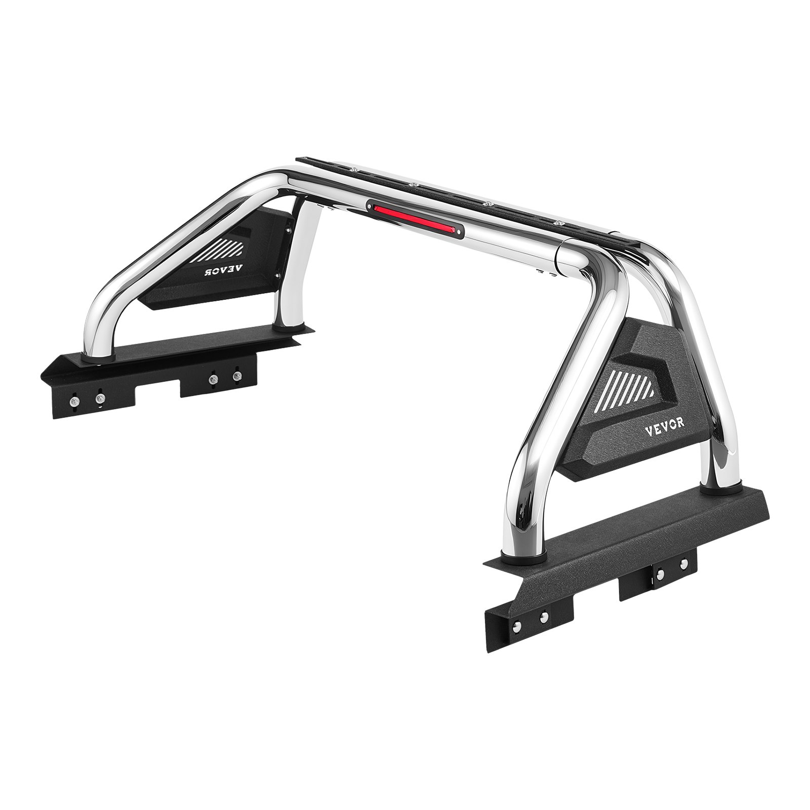 Truck Bed Roll Bar, Universal Adjustable Sport Bar Chase Rack Compatible With Full-Size & Mid-Size Pickup, With LED Brake Light, Stainless Steel + Carbon Steel No Rack Included