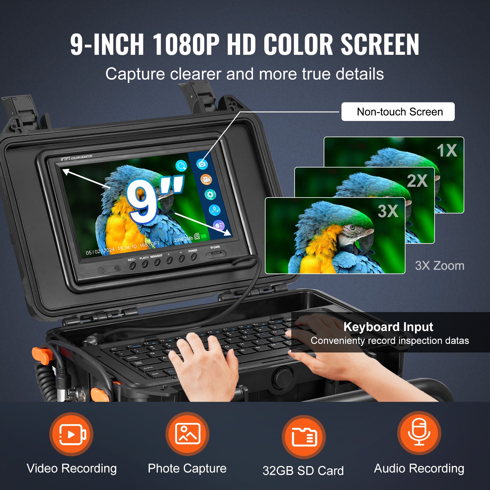 Sewer Camera, 230 Ft/70m, Self-Leveling Drain Camera With 512Hz Transmitter... 4