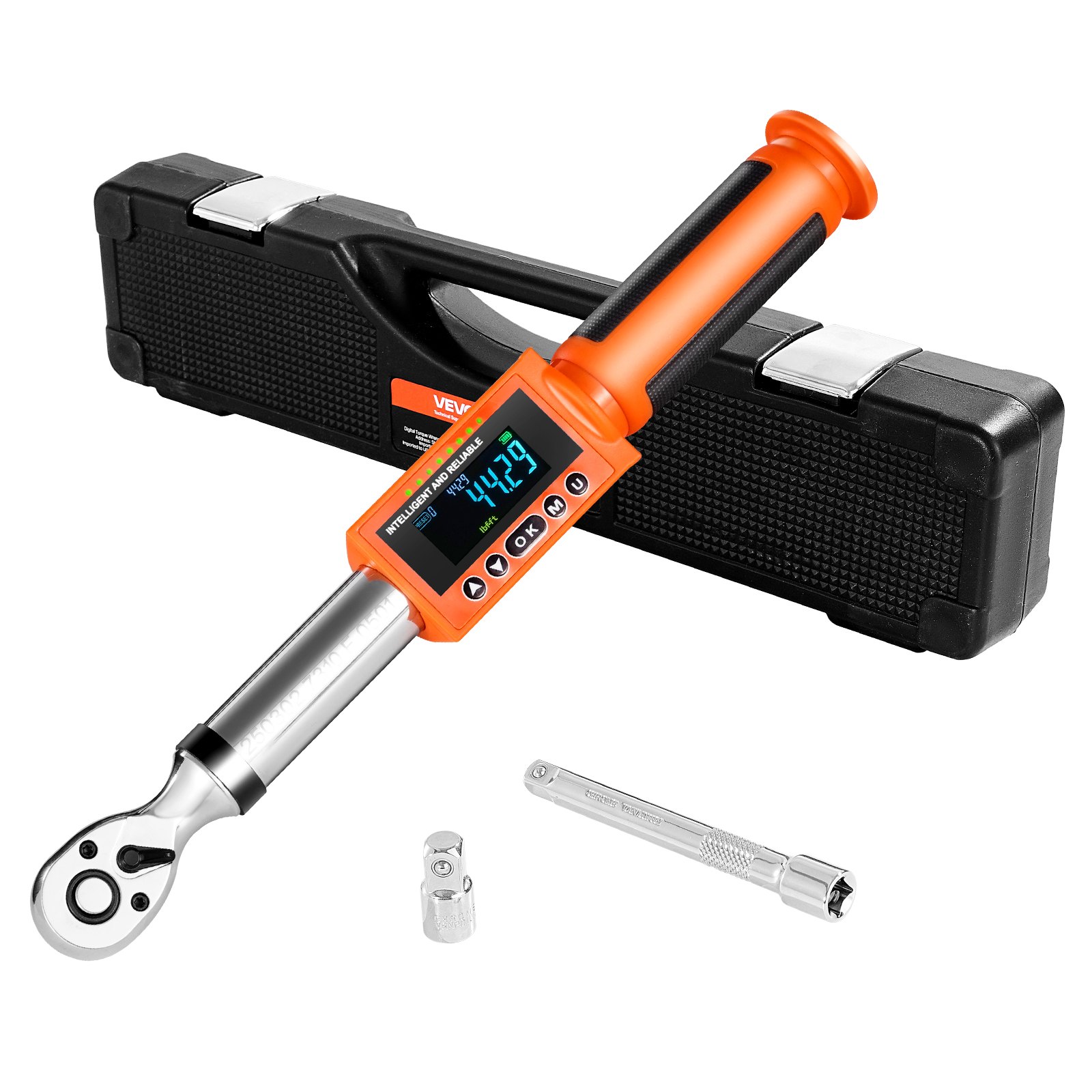 Digital Torque Wrench, 3/8 Inch Drive, 0-99.57 Lbf-ft / 0-135 N.m, 72-Tooth, ±2% High Accuracy Electronic Torque Wrench With Preset Value, Buzzer And LED Notification, For Automotive Motorcycle - Image 1