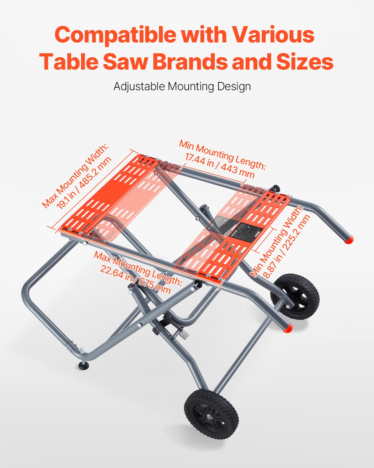 Portable Table Saw Stand With Wheels 350 Lbs Load Capacity Rolling Foldable image 2