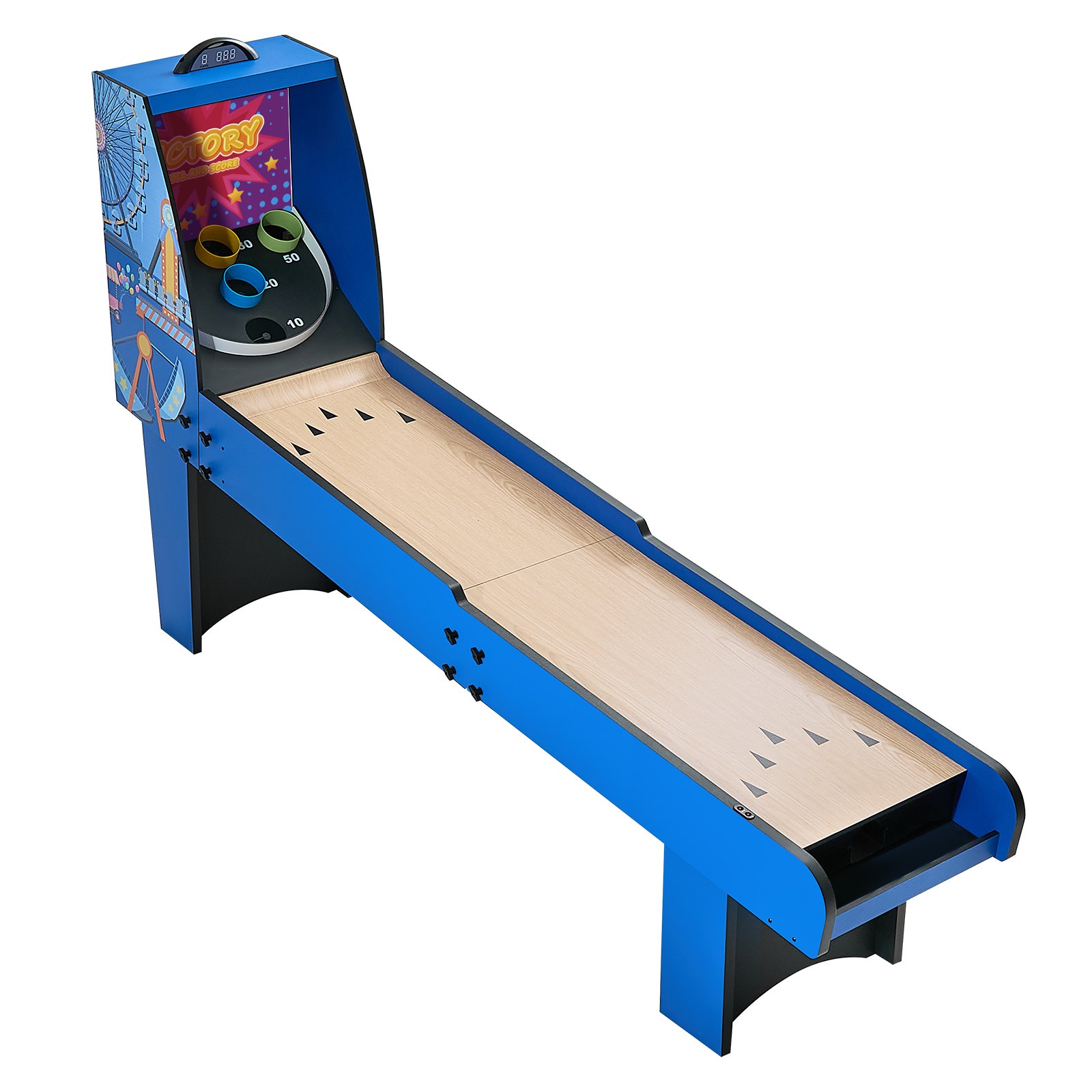 VEVOR 8' Roll And Score Classic Arcade Game Table, Arcade Machine Indoor With Electronic Scorer, Sound, Automatic Ball Return For Adults Kids Family Recreation Game Room, 4 Balls Included