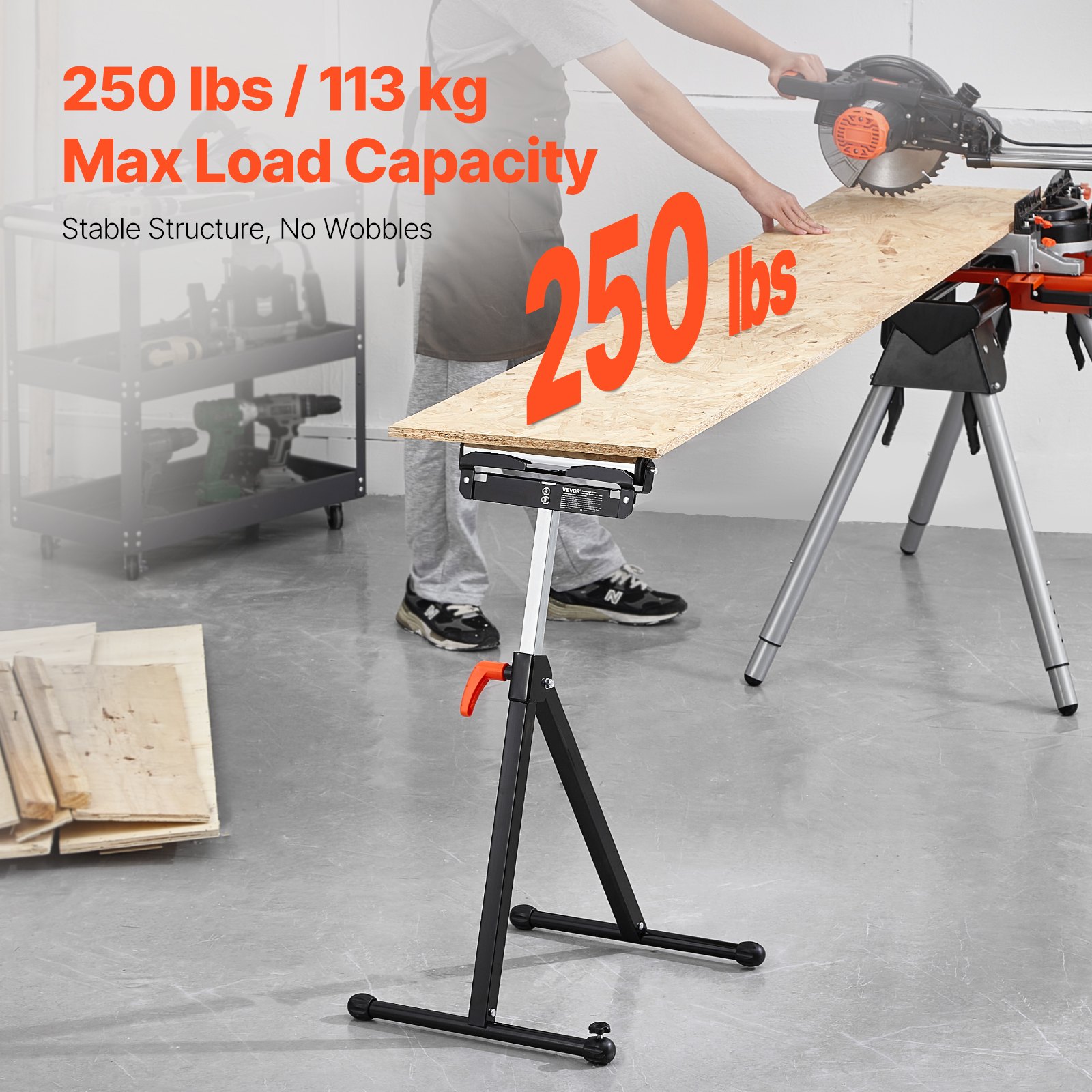 2-Pack Roller Stands, 250 Lbs Load Capacity, 27-43 In Adjustable Height, Folding Heavy Duty With Polished… image 2