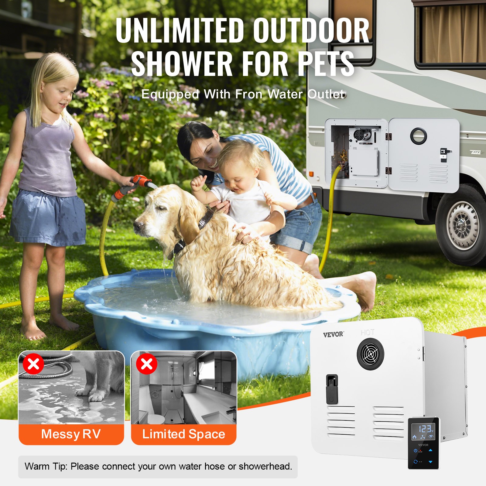 RV Tankless Water Heater, Instant Shower With 15 X 15 Inches White Door And Remote Controller, 65000BTU… image 5