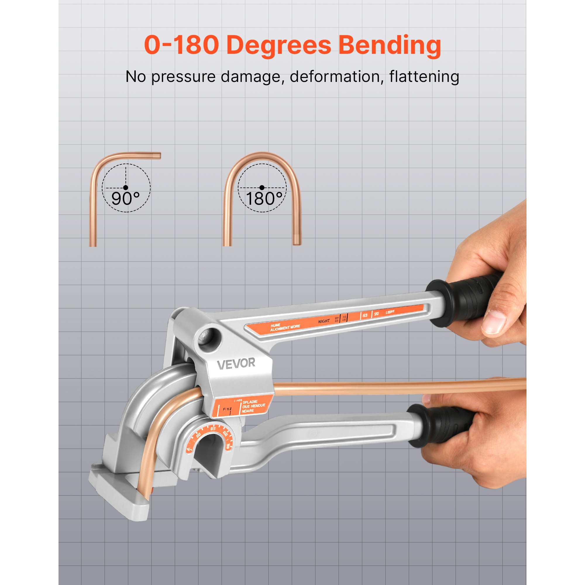 Pipe Tube Bender, 1/4", 3/8", 1/2" OD, 3 In 1 Manual Level Tube Bender, 180° Copper Aluminum Pipes Bending Tool For Automotive Repair, HVAC Air Conditioning image 4
