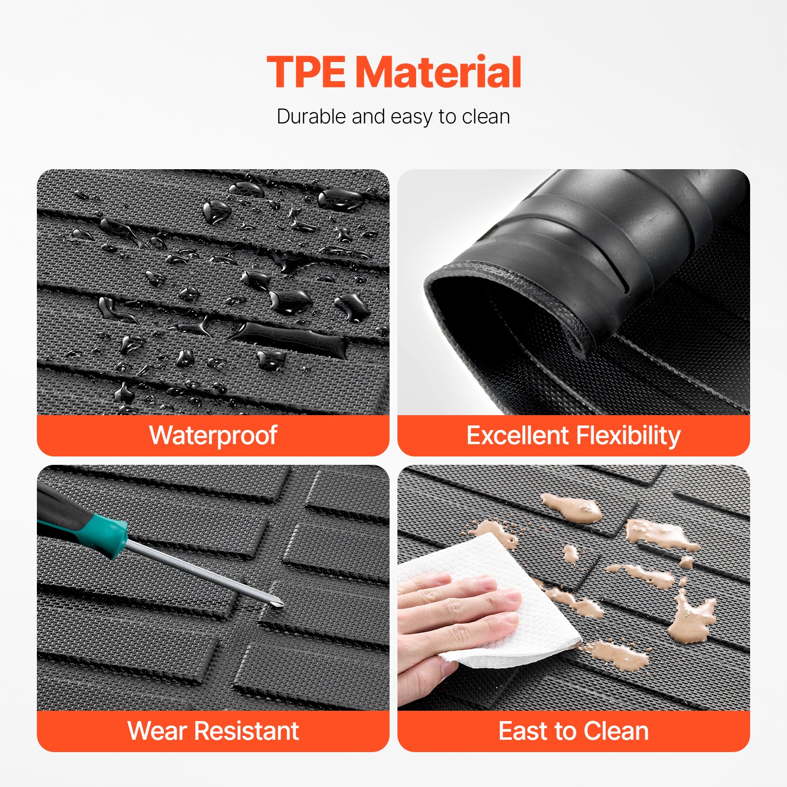 Chevy Suburban cargo area protected with waterproof black TPE trunk mat