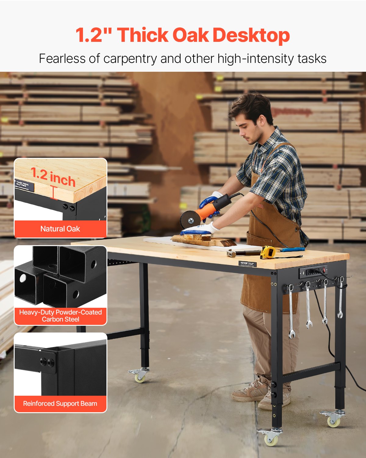 60-Inch Adjustable Workbench β 2000 Lbs Load β photo 2