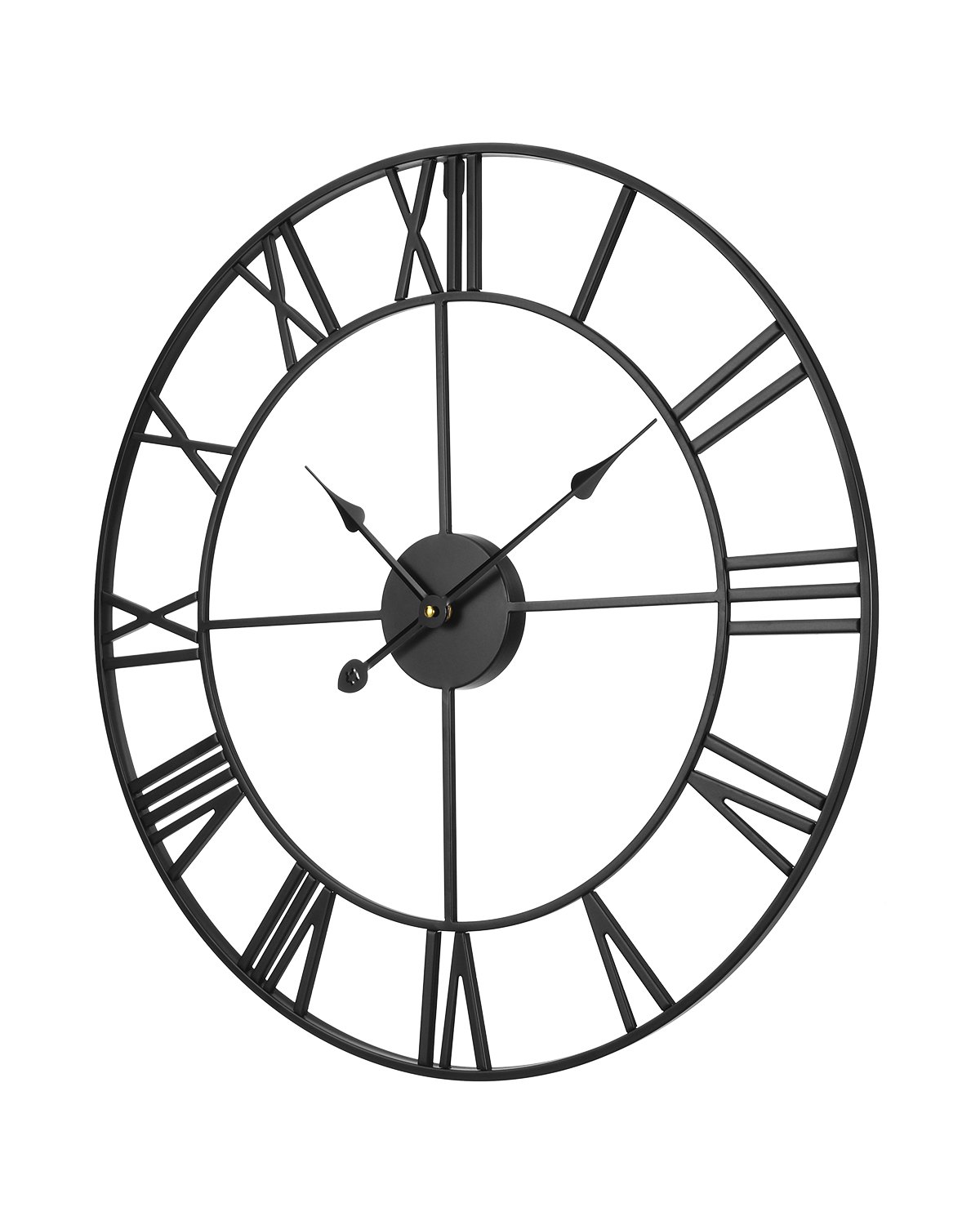 24-Inch Roman Numeral Wall Clock – Silent Non-Ticking Decorative Round Clock for Farmhouse Living Room & Office