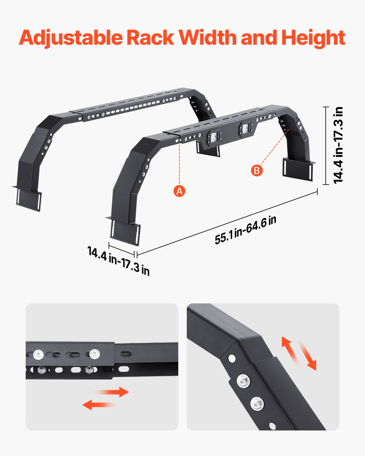 Vevor bed rack on Toyota Tundra with kayak loaded across elevated crossbars