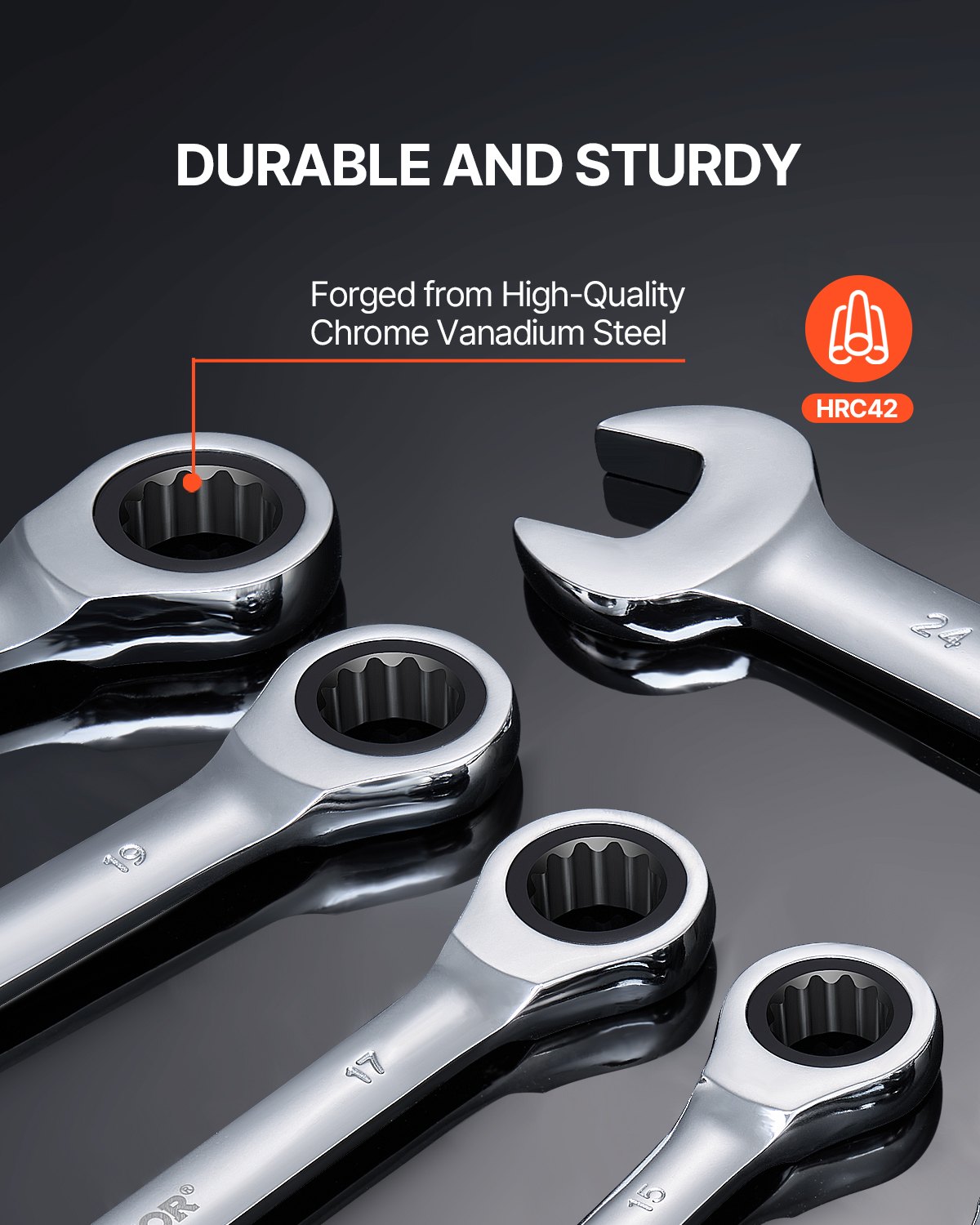 Combination Wrench Set 16-Piece Metric 8 Mm To 24 Mm With Organizer Rack image 4
