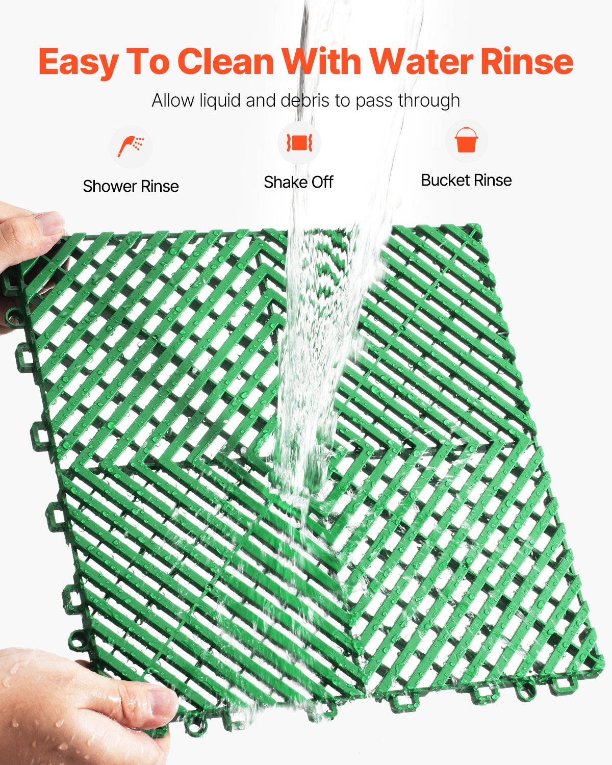 Interlocking Drainage Mat, 50 Pcs Modular Interlocking Cushion, 12” X 12” Splicing Drainage Mats, Non-Slip Green PP Drainage Floor Tile And Shower Mat, For Garage, Garden, Kitchen & Outdoor_voghion.com
