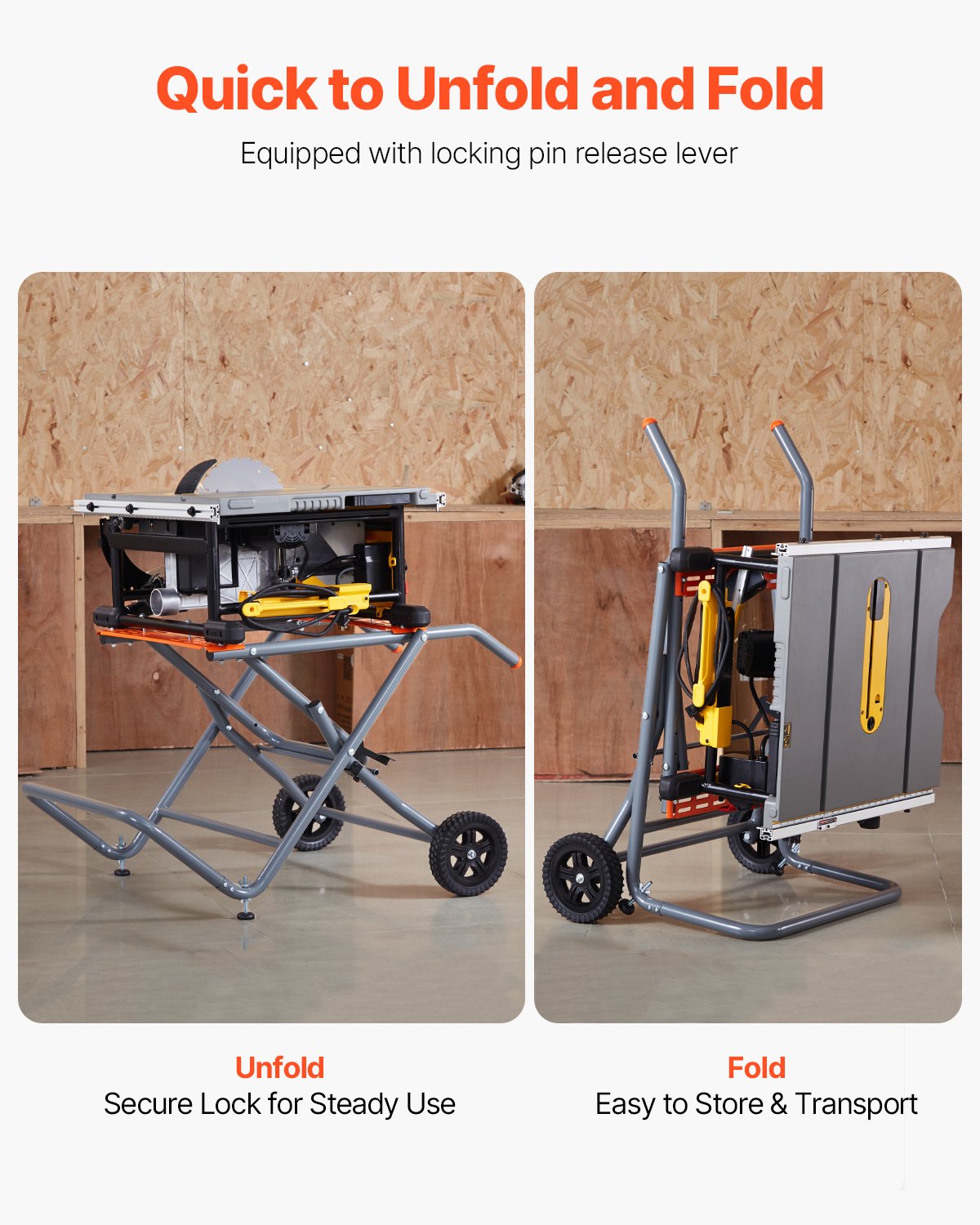 Portable Table Saw Stand With Wheels 350 Lbs Load Capacity Rolling Foldable image 4