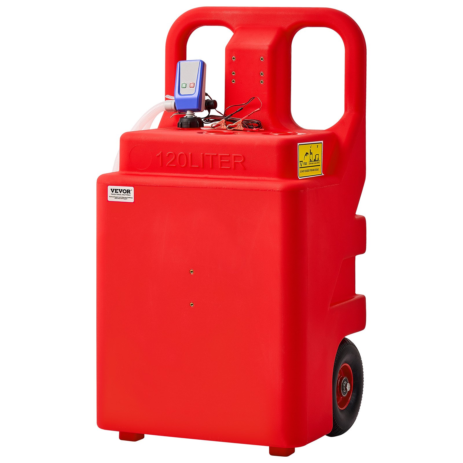 Fuel Caddy, 32 Gallon, Portable Fuel Tank With 12V DC 2.5 GPM Electric Fuel Transfer Pump, 4 Ft Delivery Hose & Auto-Stop Sensor Nozzle, Tank Adapters, Suitable For Diesel & Gasoline, Red - Image 1