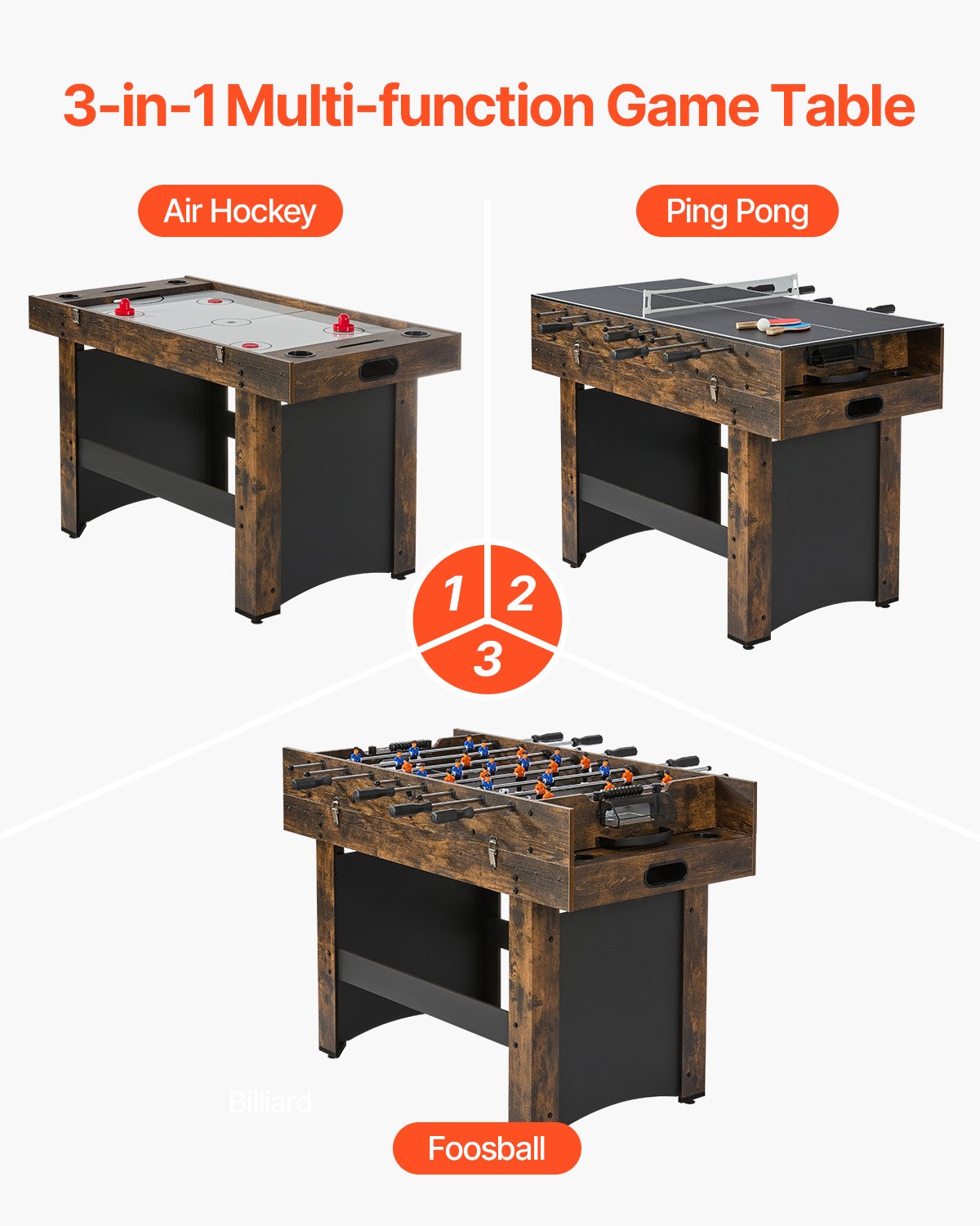 3-in-1 Combo Game Table Set — 54" Air Hockey Table — photo 3