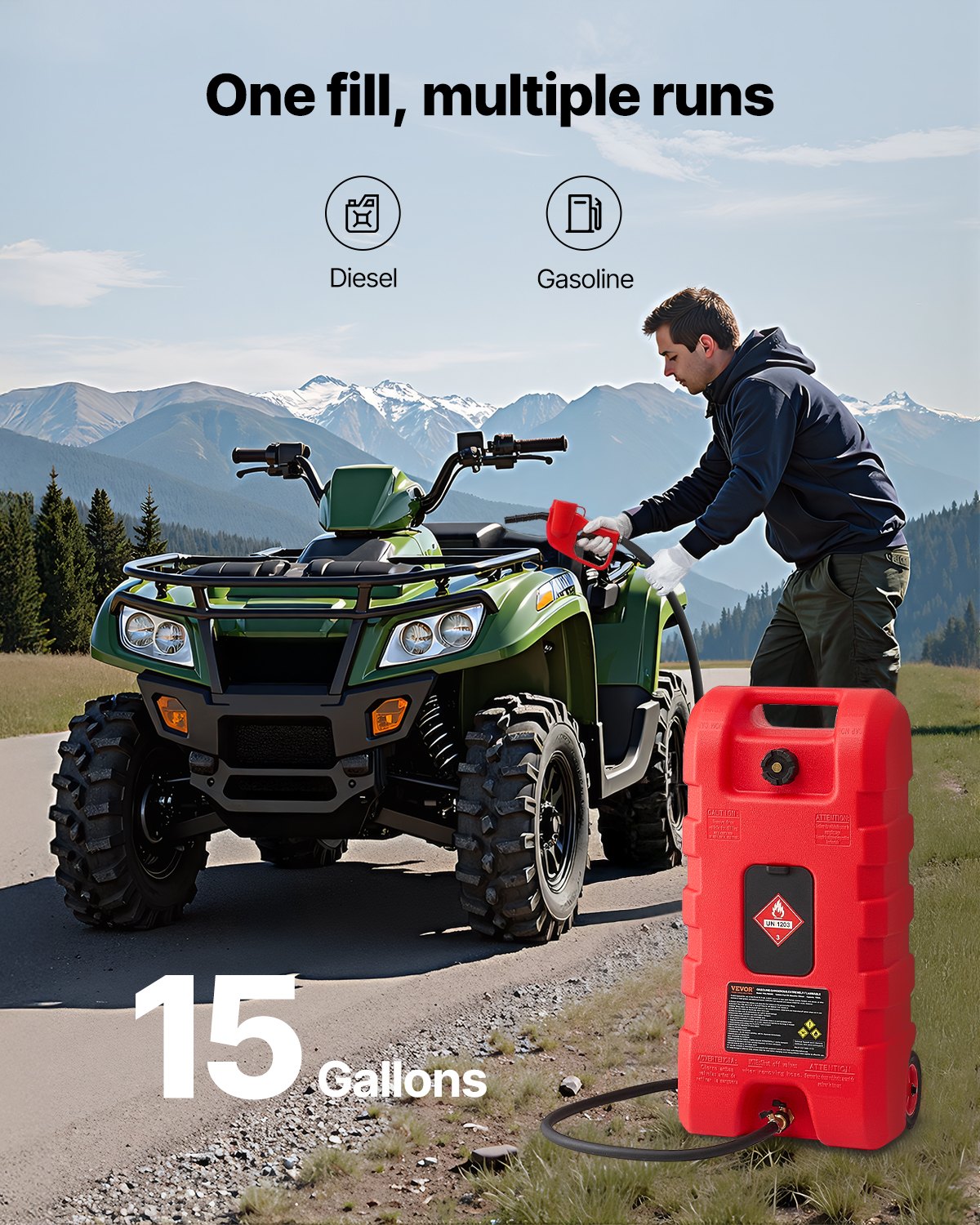 Fuel Caddy, 15 Gallon, Portable Fuel Tank With Gravity & Hand Pump Modes, Fuel Tank Container With… image 2