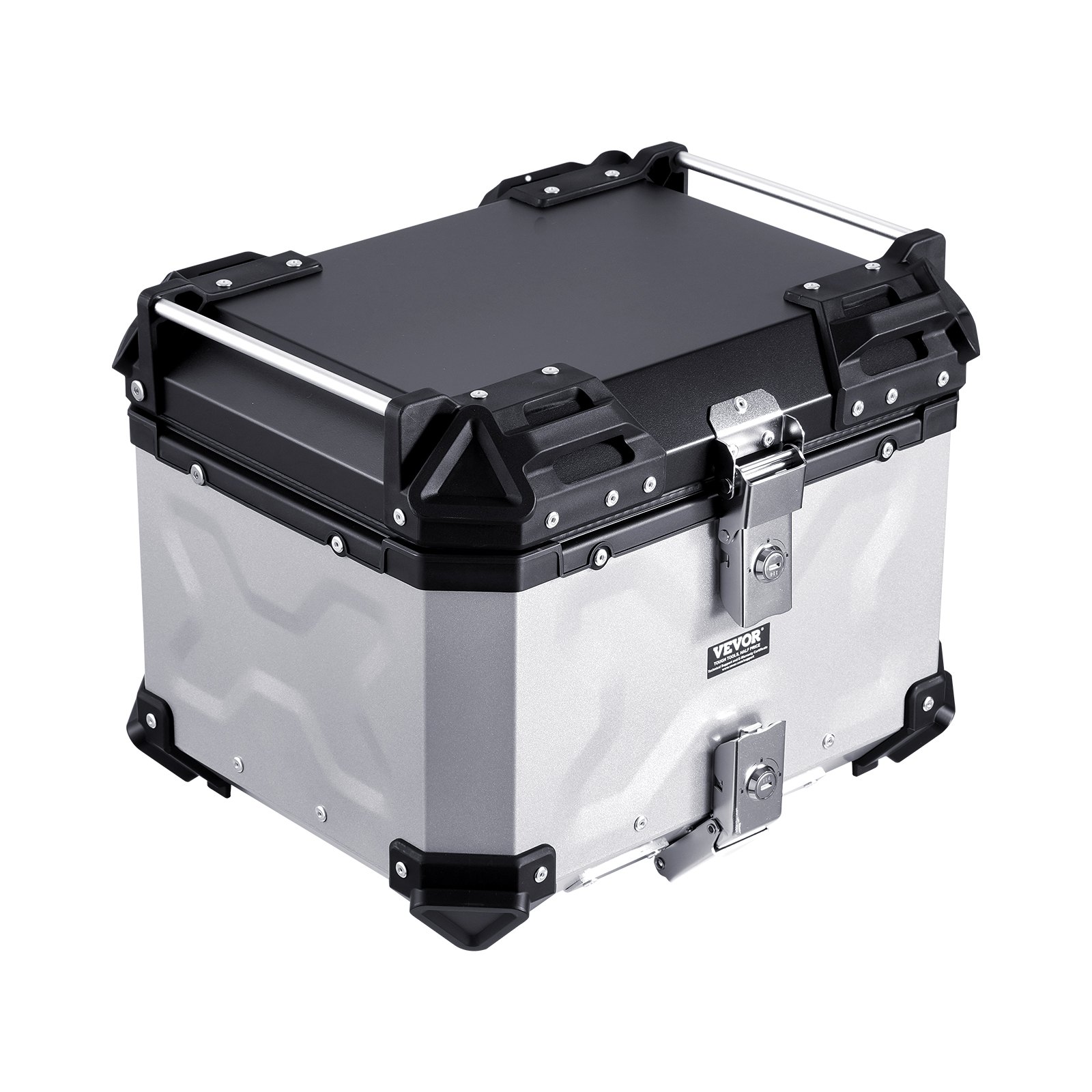 Motorcycle Top Case, Universal Aluminum Alloy Motorbike Tail Box With Leather Lining, 45L Waterproof Detachable Motorcycle Top Box With Lock & Back Cushion, Fit For 99% Of Motorcycle Frames