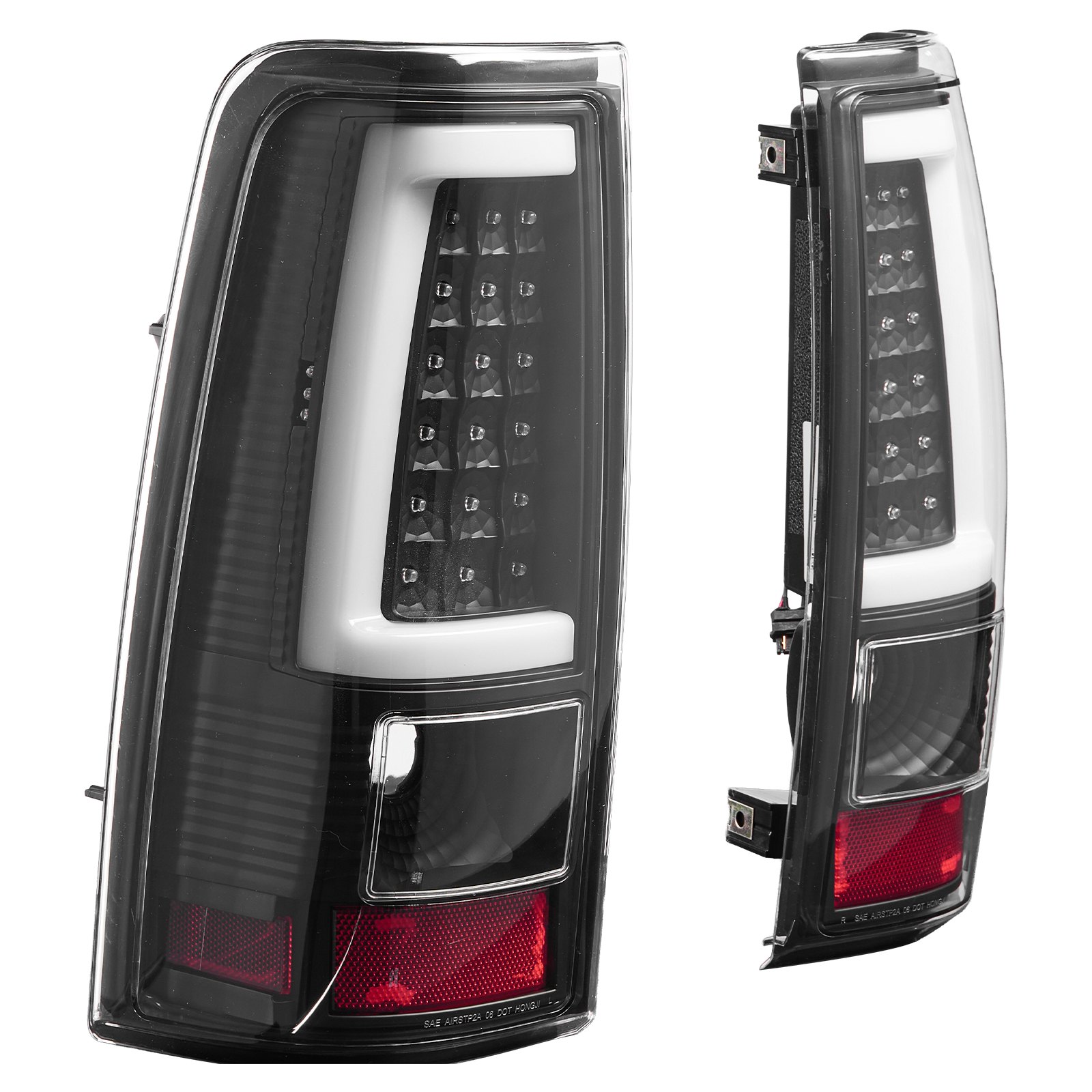 Tail Light Assembly Compatible With 2003-2006 Chevy Silverado 1500 1500 HD 2500 2500 HD 3500, 2007-2007 Chevy Classic, 2PCS Driver & Passenger Side LED Taillight Brake Lamps With Bulbs, Black