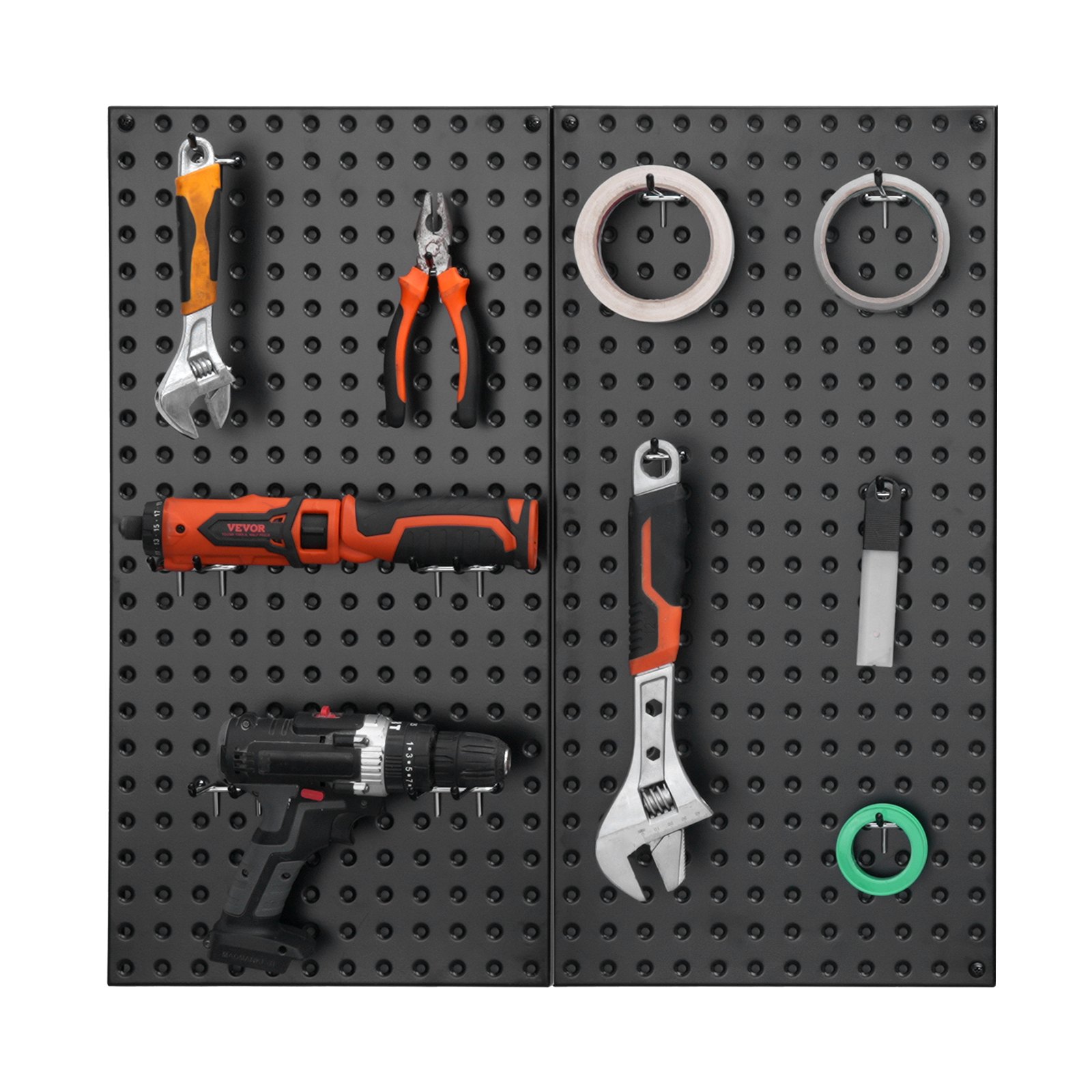 Metal Pegboard Panels, 24" X 12" Pegboard, 2 Panels, Heavy Duty Peg Board Wall Organizer With Accessories, For Living Room Garage Tool Storage Office Organization Craft Room Kitchen Home, Black - Image 1