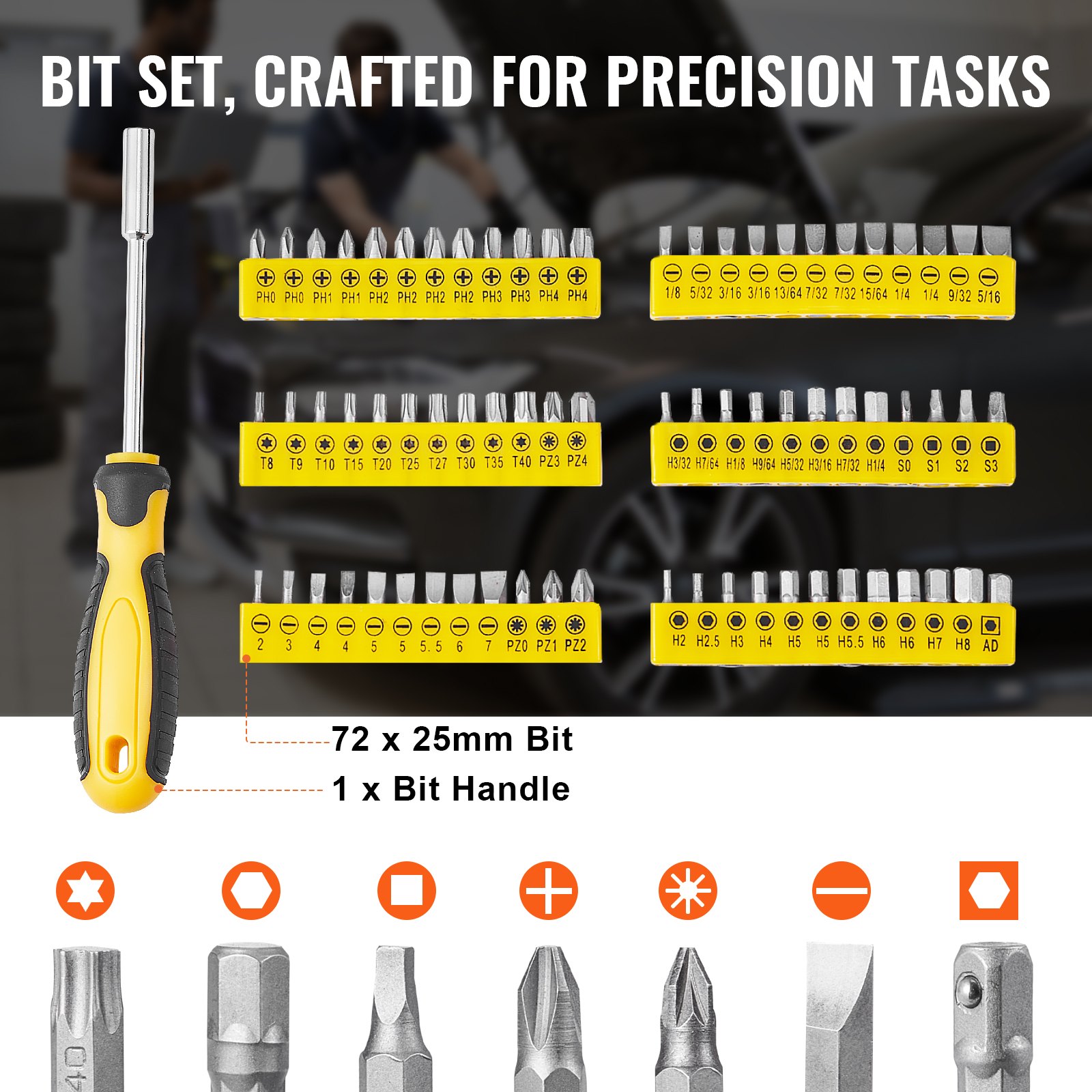 207-Piece Mechanics Tool Set, 1/4" 3/8" 1/2" Drive Sockets, SAE And Metric Mechanic Tool Kit With Bits, Wrenches, Ratchet Handle, Accessories, And Plastic Storage Case, For Automotive Repair