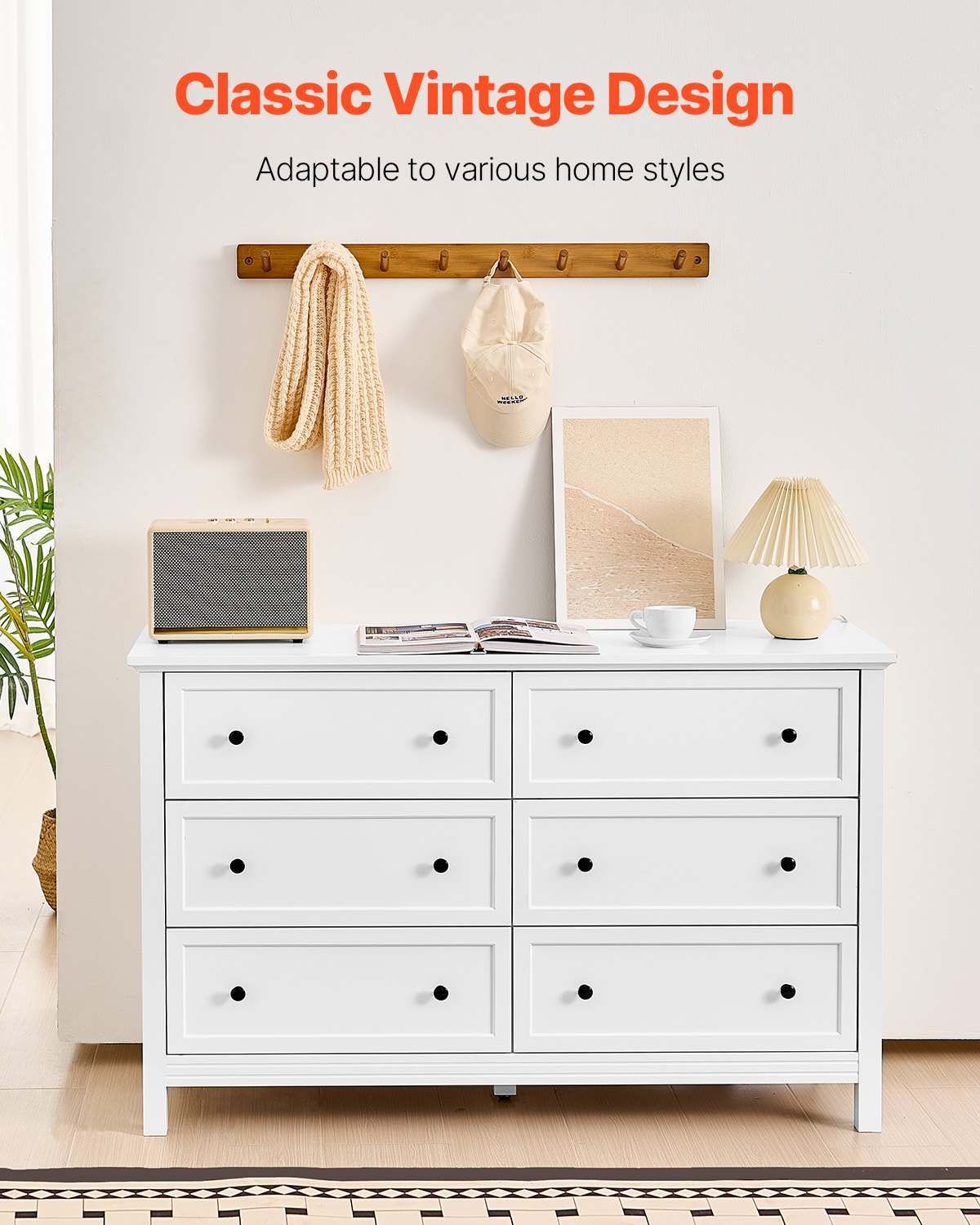6 Drawer Dresser — Wooden Chest of Drawers with Sliding — photo 3