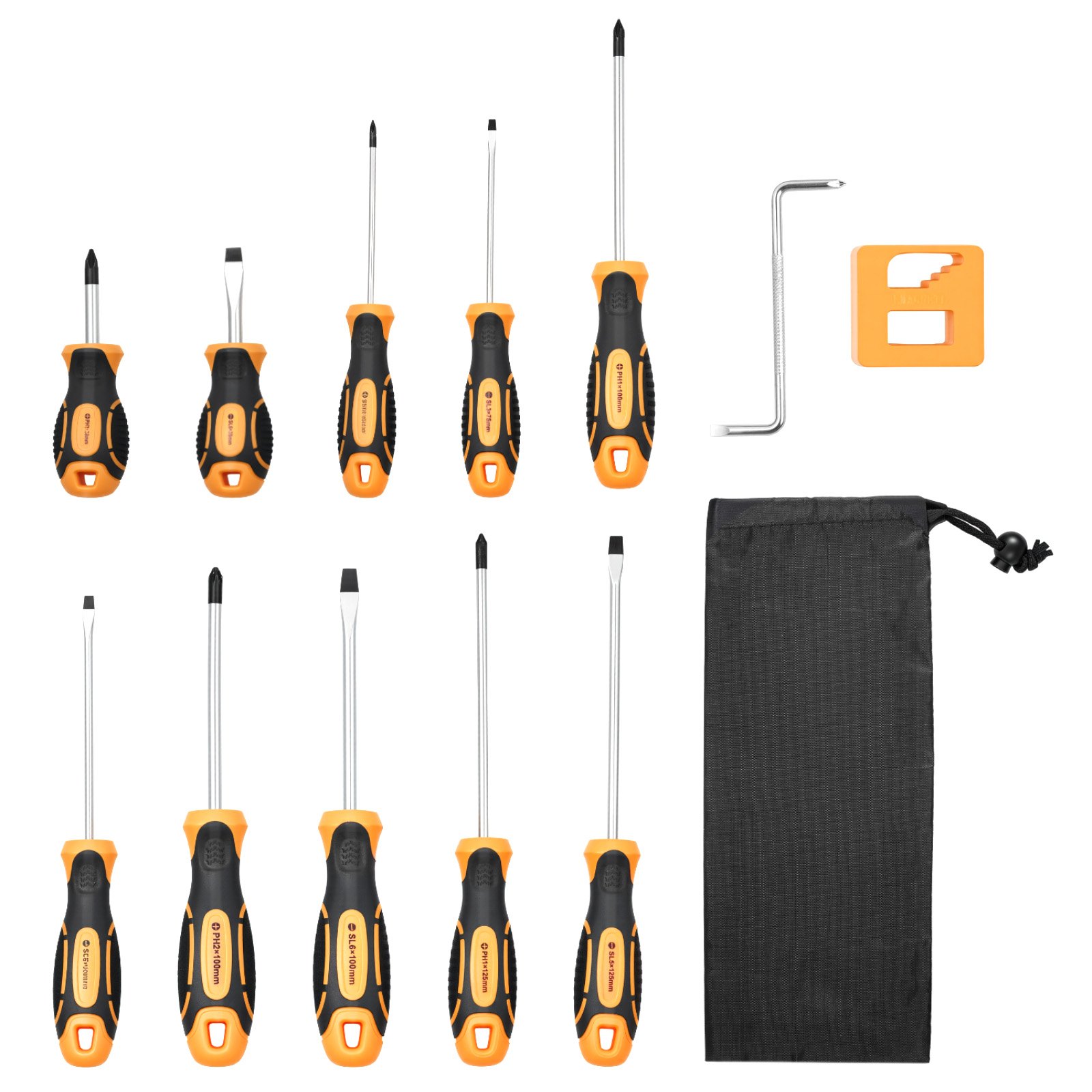 12Pc Magnetic Screwdriver Set Phillips Flat Head Z-Type Home Repair Tools