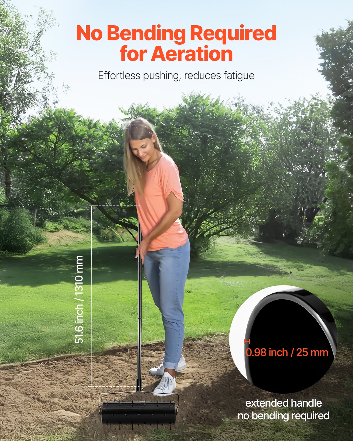 Rolling Lawn Aerator, 21-inch Heavy-Duty Manual Rolling Aerator Lawn With Detachable Handle And 33 Iron… image 5