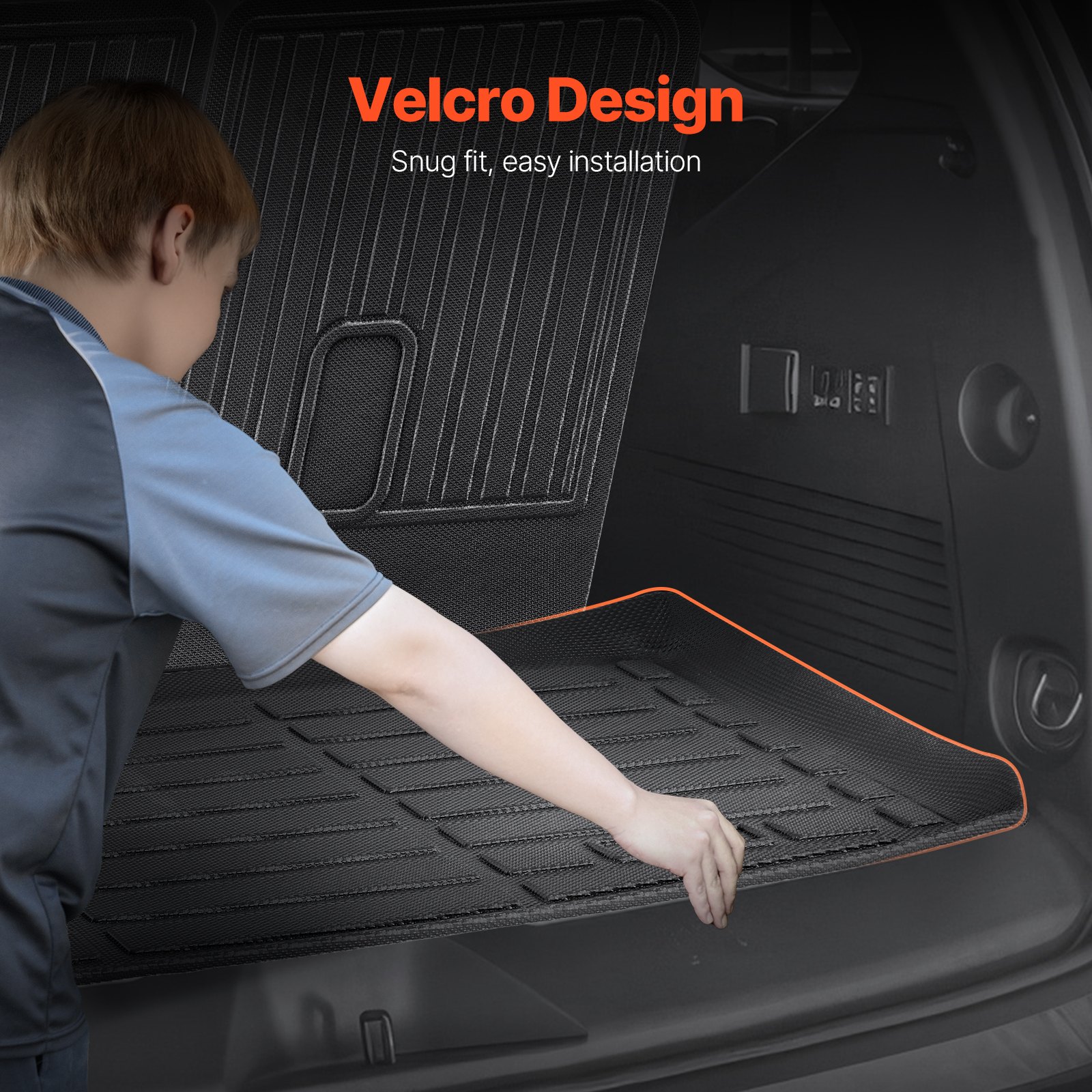 Rear seat backrest protector mat for 2021-2024 Chevrolet Tahoe and GMC Yukon, black TPE material
