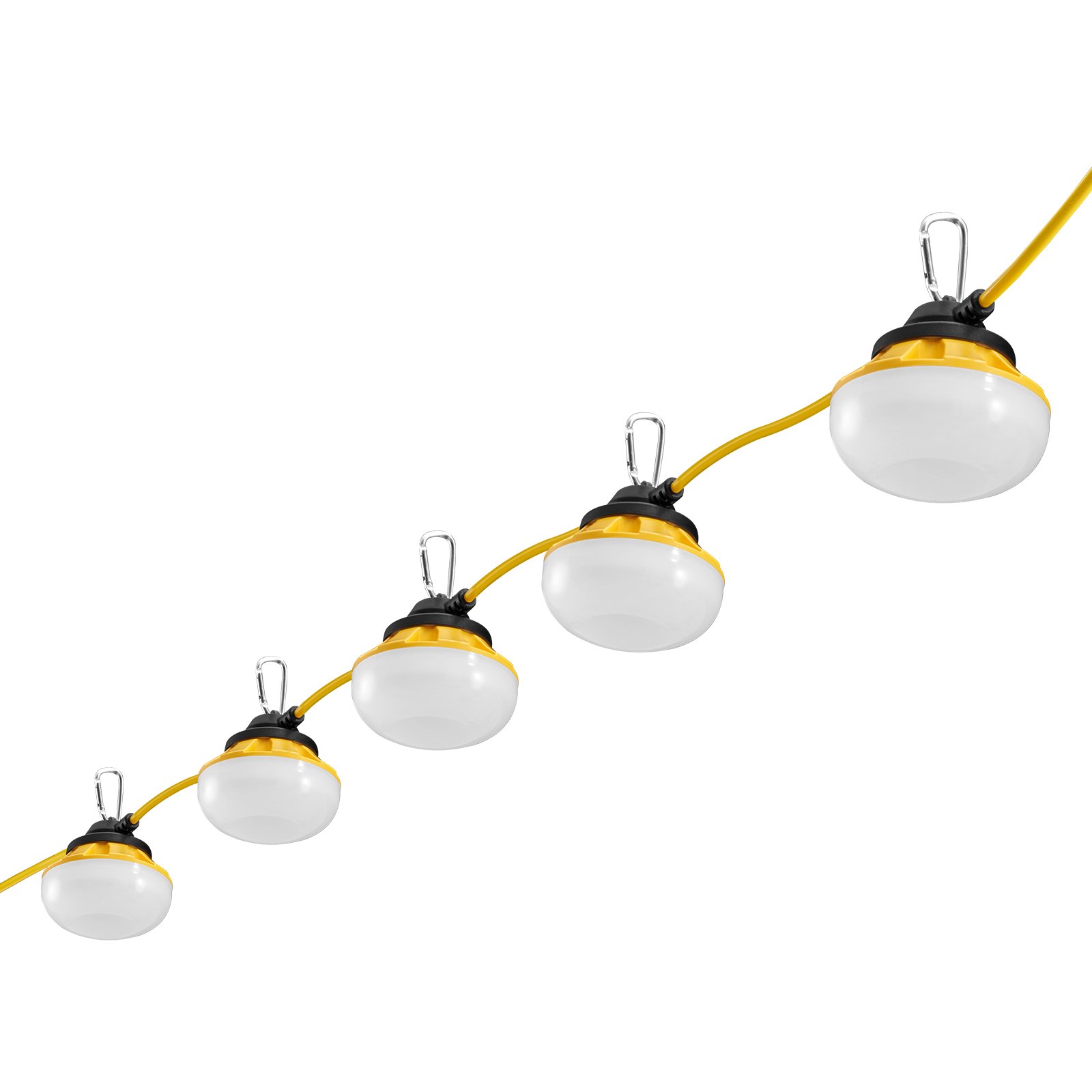100FT Construction String Lights, 100W 10000LM, 10PCs String Work Light, 5000K, IP65 Waterproof, With Hanging Hooks,…