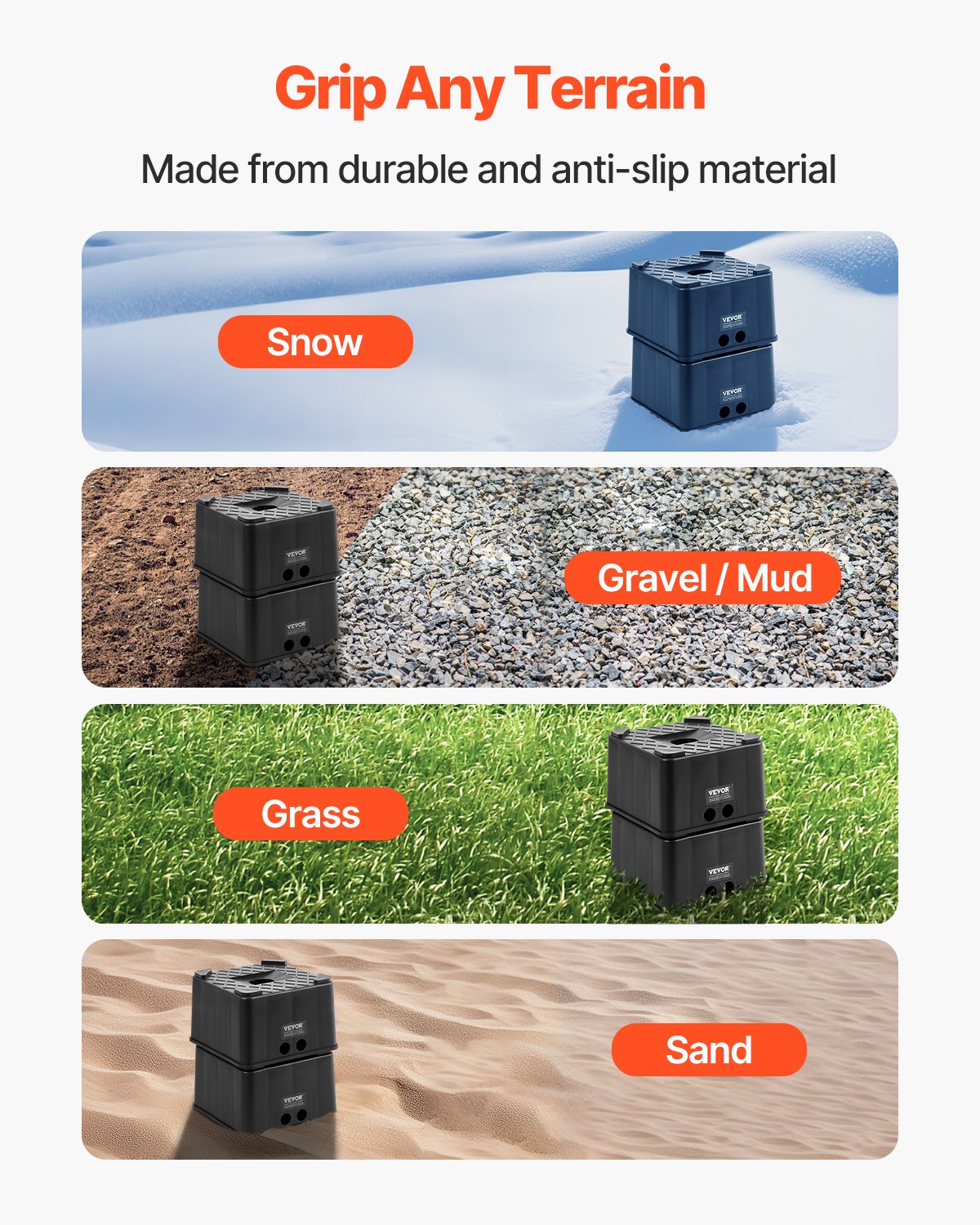 Trailer Jack Blocks, 6" High Heavy Duty RV Leveling Blocks, Each With 6000 Lbs Capacity, As RV Jack Stand, Stool, Camper Accessories, For Travel Trailers, 5th Wheels Class A/C Motorhomes, 2 Pcs