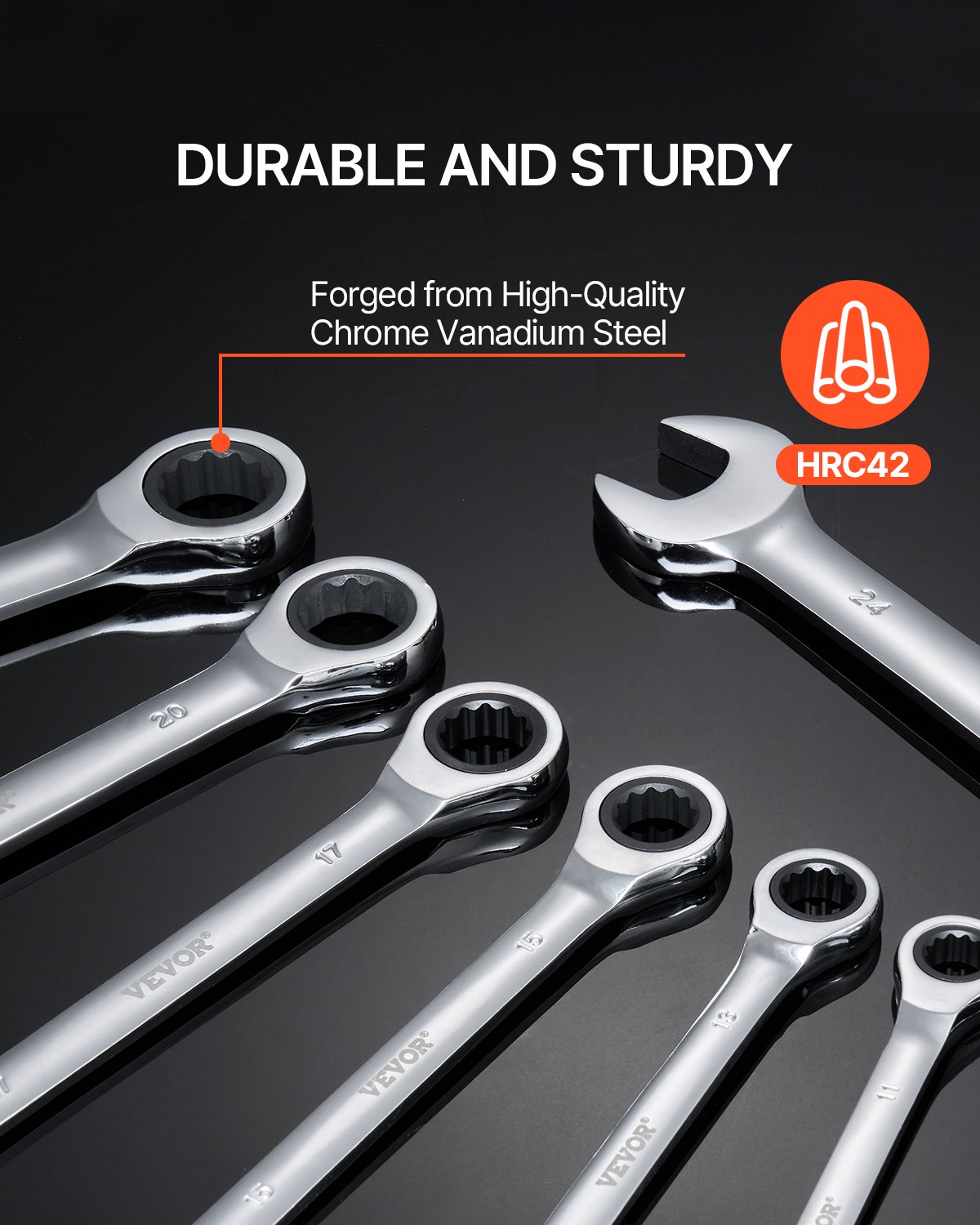 Combination Wrench Set, 30-Piece Ratcheting Wrench Set With Organizer Rack, Cr-V Steel Wrench Set SAE 1/4" To 1", Metric 8 Mm To 24 Mm, Ideal For General Household, Garage, Workshop, Emergency image 4