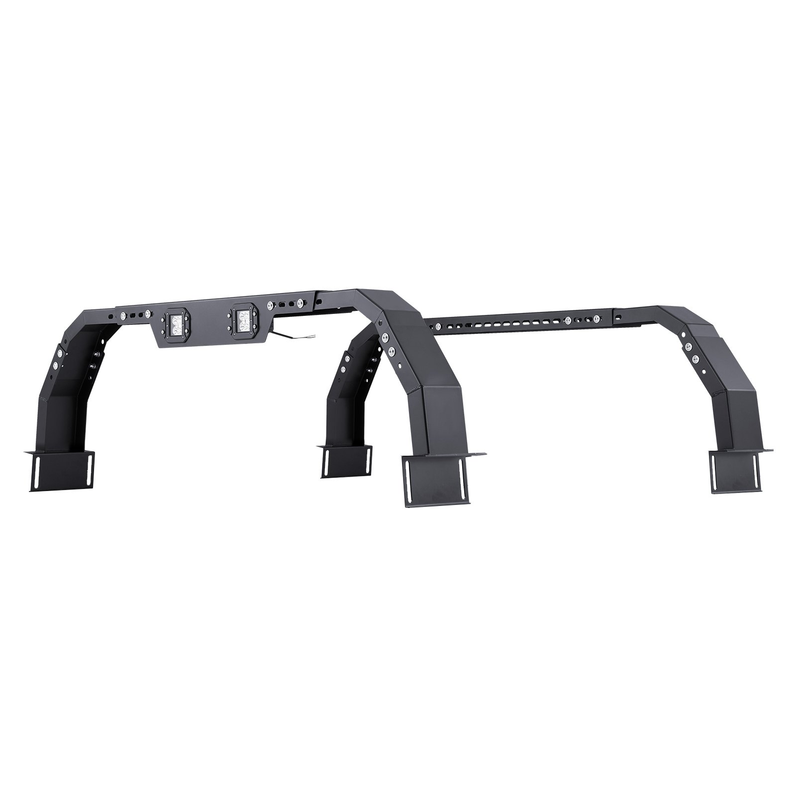 Overland Truck Bed Rack, 14.4-17.3 In Height, Adjustable Bed Cargo Rack With Security LED Light, Compatible With Ram 1500/Tundra/Silverado 1500/F150/Gladiator JT/Colorado/Canyon/Ranger/Maverick