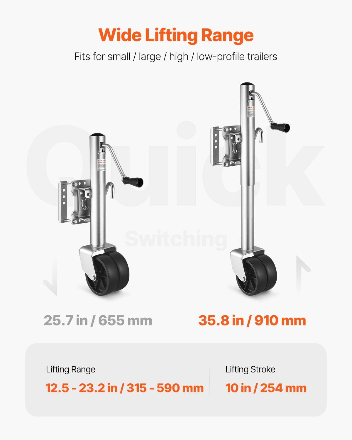 Trailer Jack With Wheel, 1500 Lbs Load Capacity, Heavy Duty Swivel Boat Trailer Jack With PP Single Wheel… image 3