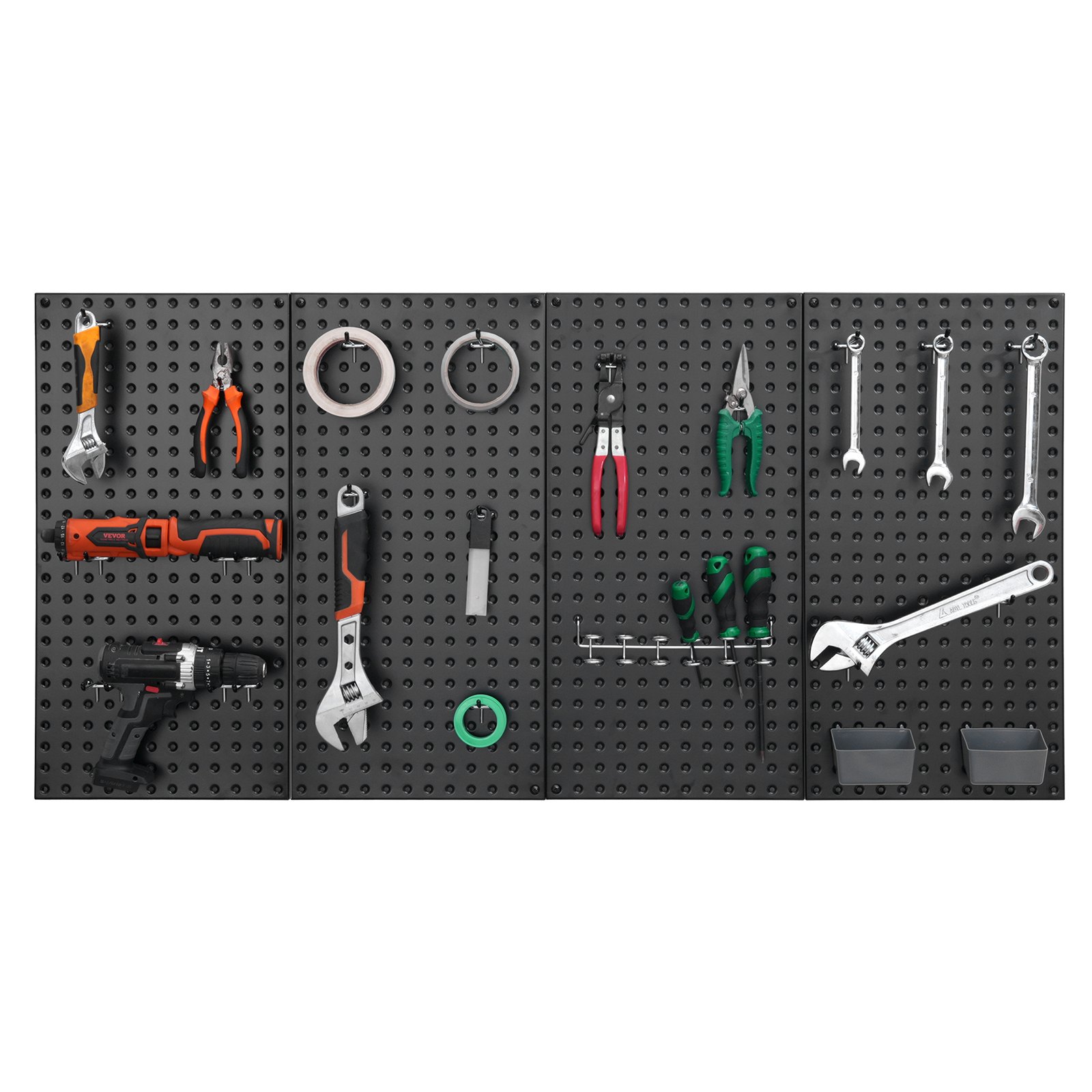 Metal Pegboard Panels, 24" X 12" Pegboard, 4 Panels, Heavy Duty Peg Board Wall Organizer With Accessories, For Living Room Garage Tool Storage Office Organization Craft Room Kitchen Home, Black