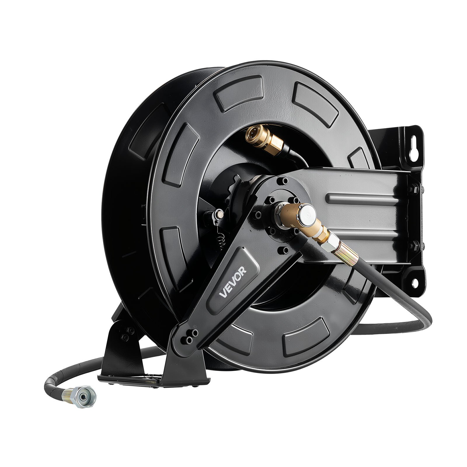 Pressure Washer Hose Reel, 50 Ft X 3/8 Inch Retractable Power Heavy-Duty Steel Washer Hose Reel, 4000PSI Max, Auto-Rewinding, Flexible Wall/Floor Mounted For Car Washing,Garden,Floor Cleaning - Image 1