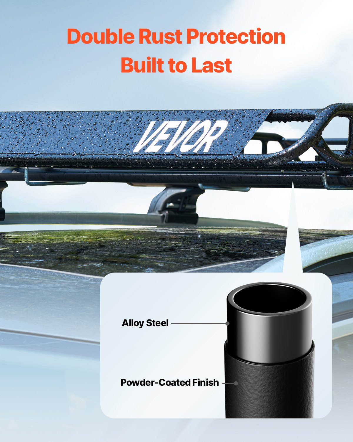 Vevor 1120x870x260mm waterproof cargo bag fitted inside 51x36 roof rack basket on Chevy Silverado