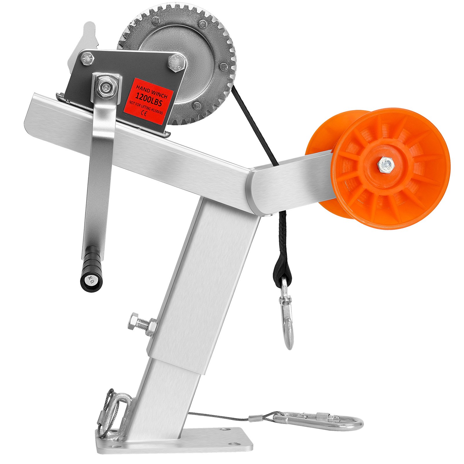 Boat Trailer Winch Stand With Roller, 1200 Lbs Winch & 2 In X 25 Ft Winch Strap, Boat Winch Mount With U-Bolt For 2-3 Inches W X 3-4 Inches H Trailer Tongue, Fit For Jet Ski, Sailboat, Speedboat