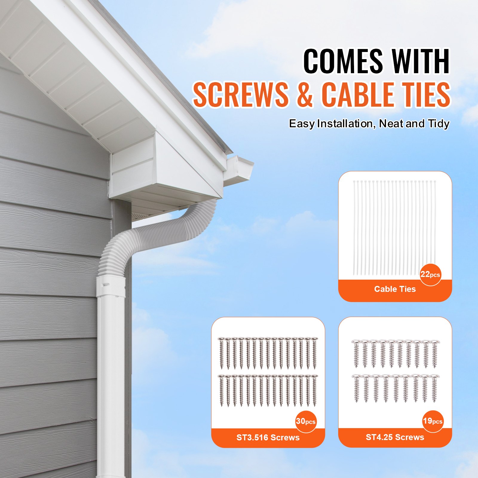 Mini Split Line Set Cover 3-inch W 17.7Ft L, PVC Decorative Pipe Line Cover For Air Conditioner With 10 Straight… - 6